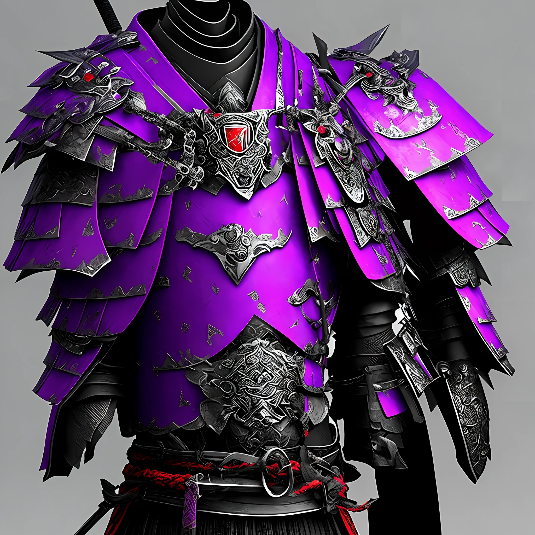 Samurai in purple, black and red armor.