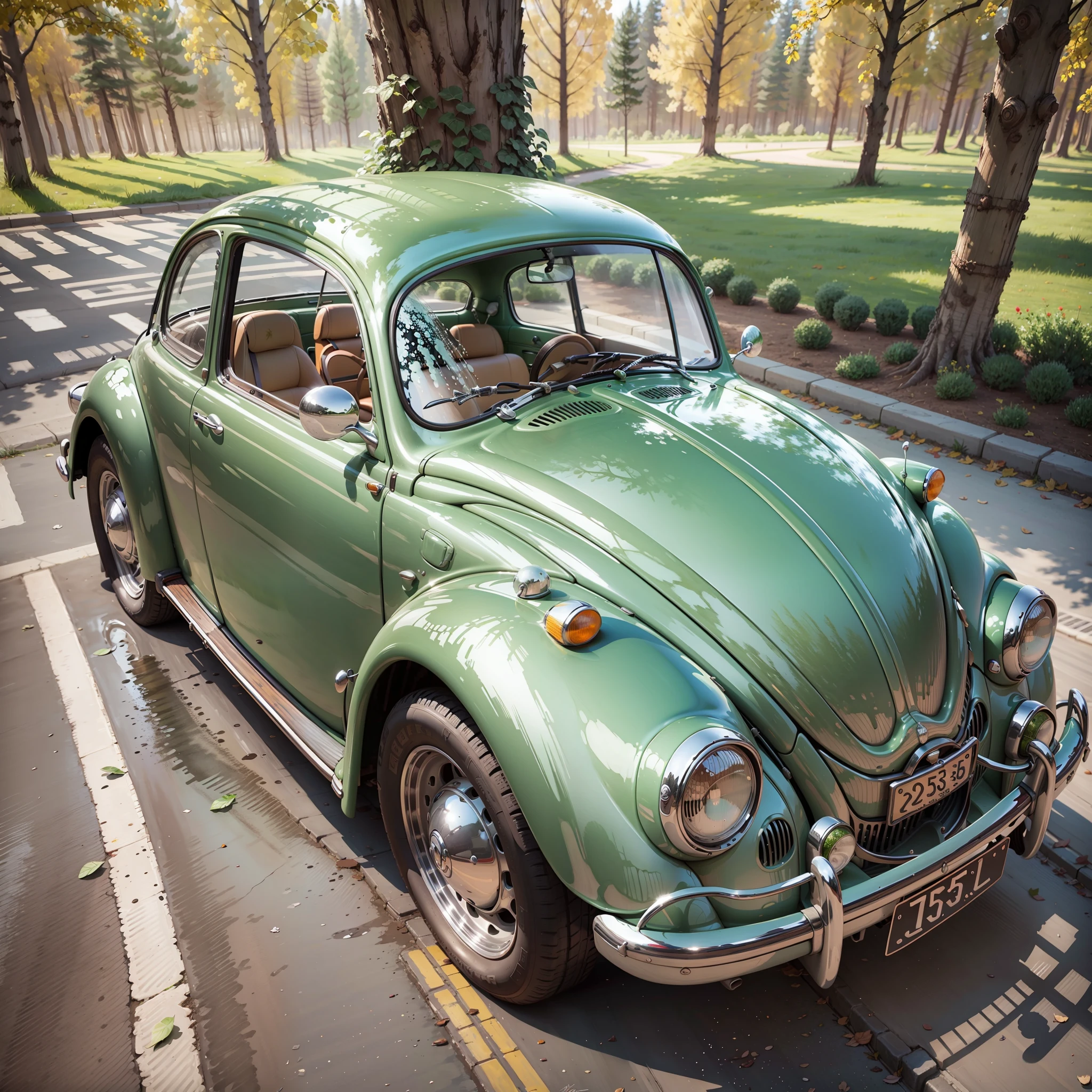 Volkswagen Beetle classic car, whole car picture, watercolor paint style --auto --s2