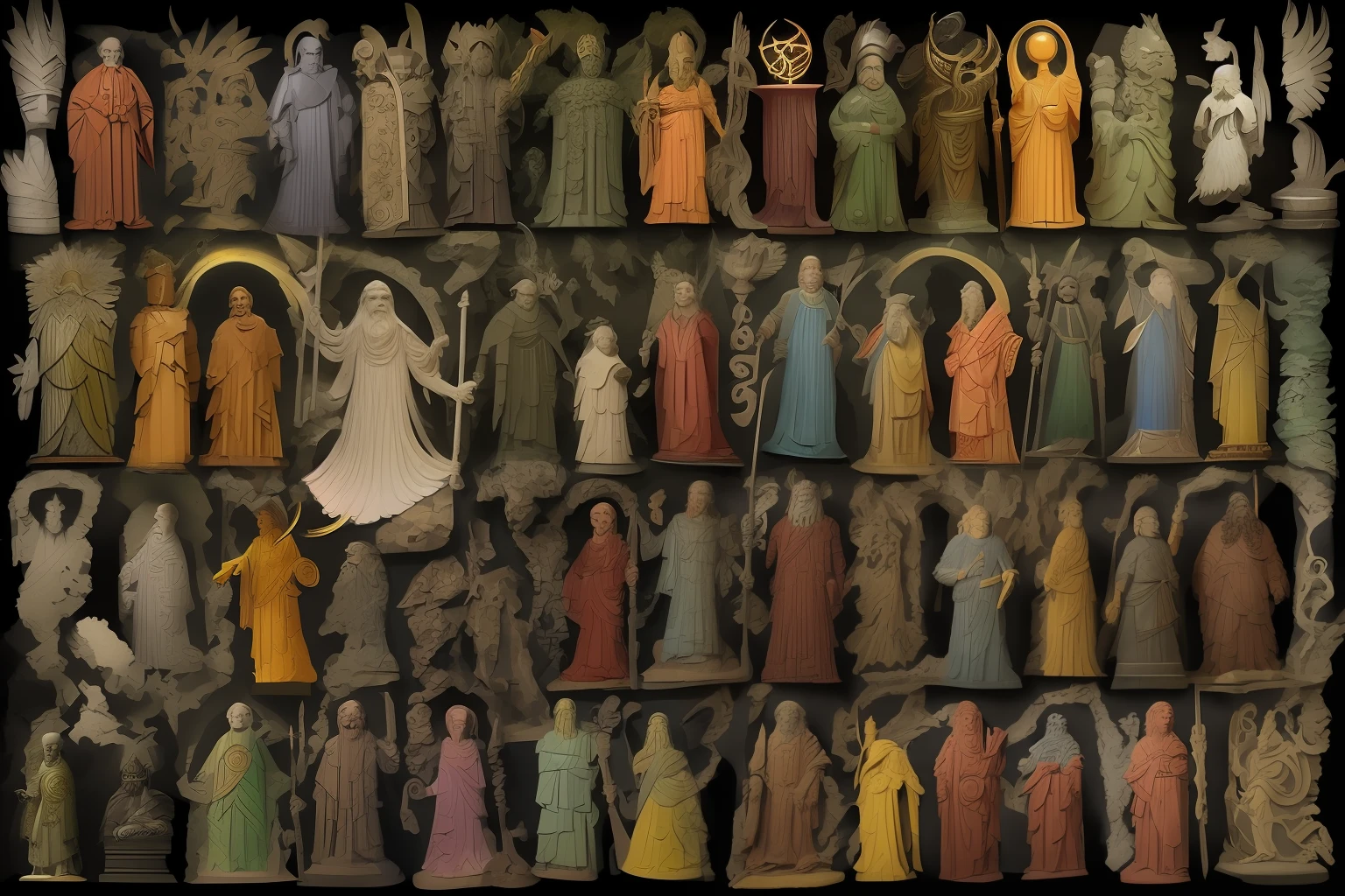 Characters, gods, creations