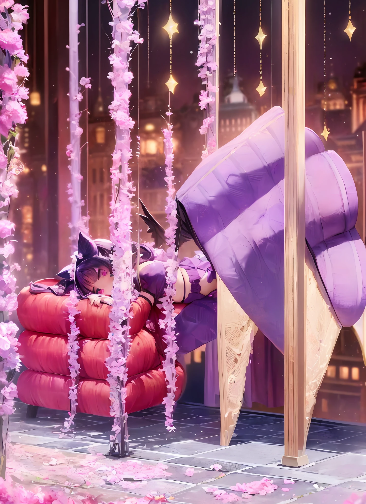 there is a woman in a lingerie posing for a picture, angelawhite, bbwchan, lingerie!!, purple body, wearing sexy lingerie, shikamimi, sakimichan, lacey, sexy :8, thicc, tease, full body in view, lingerie, full body close-up shot, small curvy loli, yummy, busty