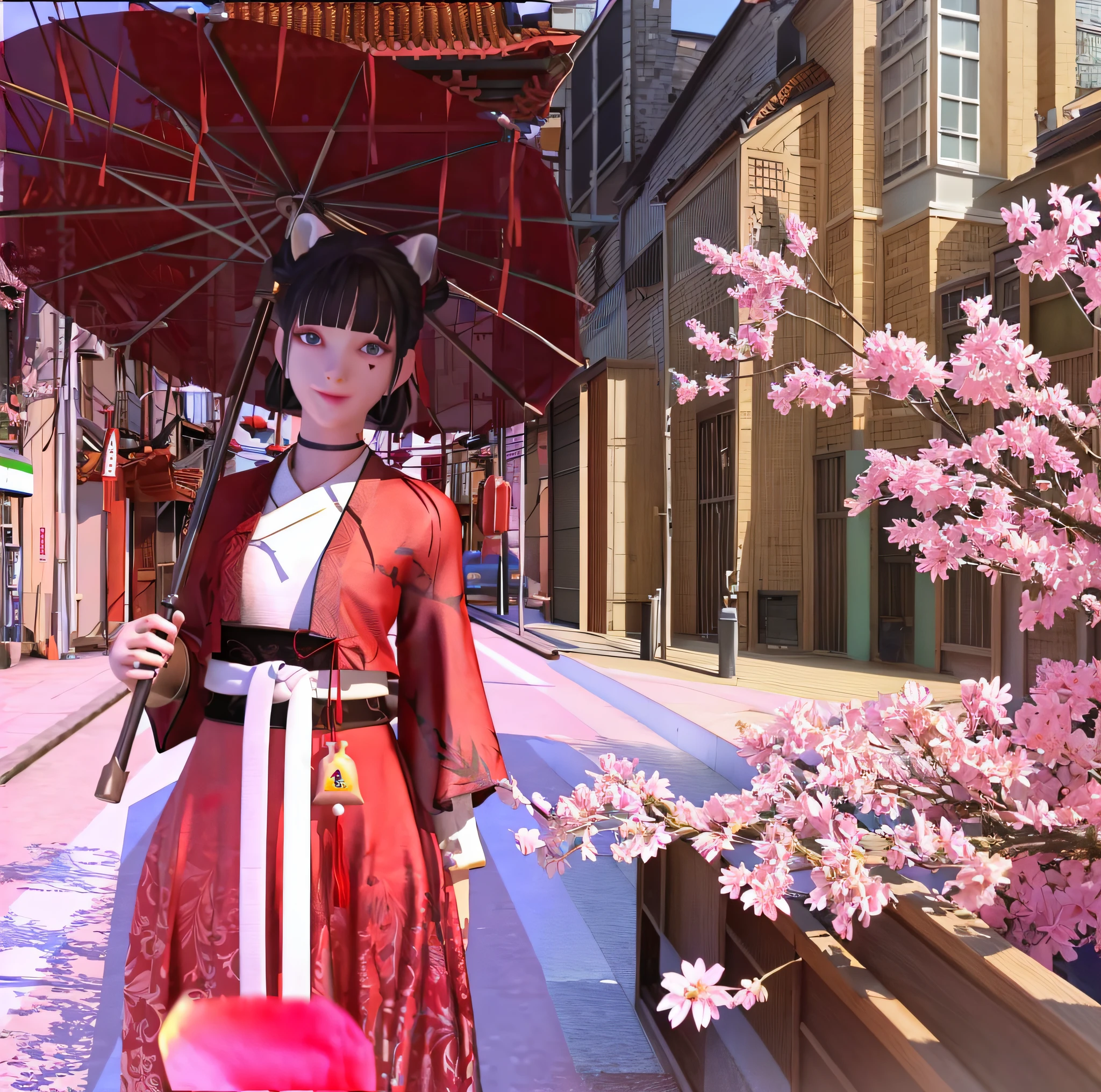 anime character dressed in traditional japanese dress holding an umbrella, realistic anime 3 d style, katana zero video game character, render of a cute 3d anime girl, anime cgi style, anime styled 3d, 3 d anime realistic, anime style. 8k, akihiko yoshida. unreal engine, artwork in the style of guweiz, intricate ornate anime cgi style