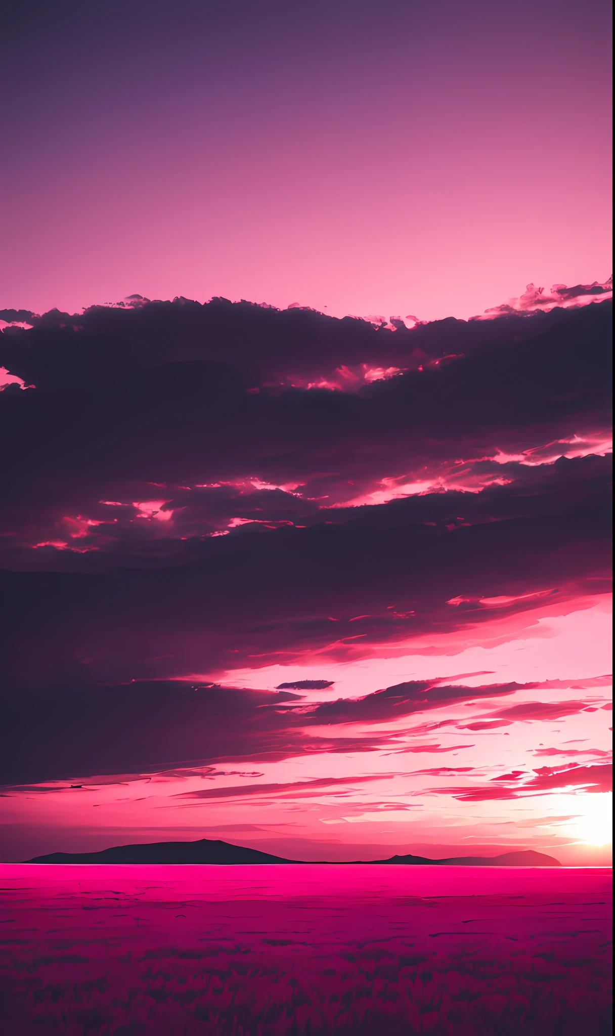 a sunset and a pink line in the desertin the style of ominous vibe, monochromaticartworks, felicia simion, digital art techniqueslight black and magenta, tumblewave, light blackand orange --g 2--s 750--V 5.