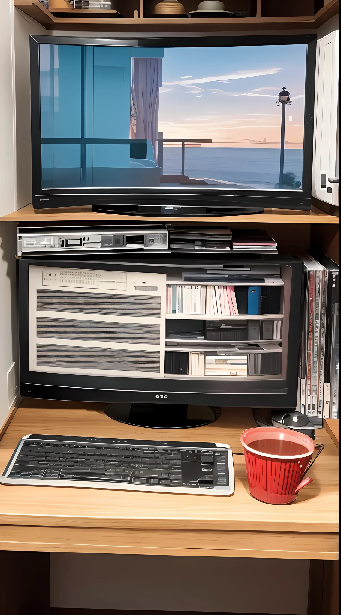 film still, tv switer, 2020s sitcom style, computers, no paintings, sophisticated, symbolic --auto --s2