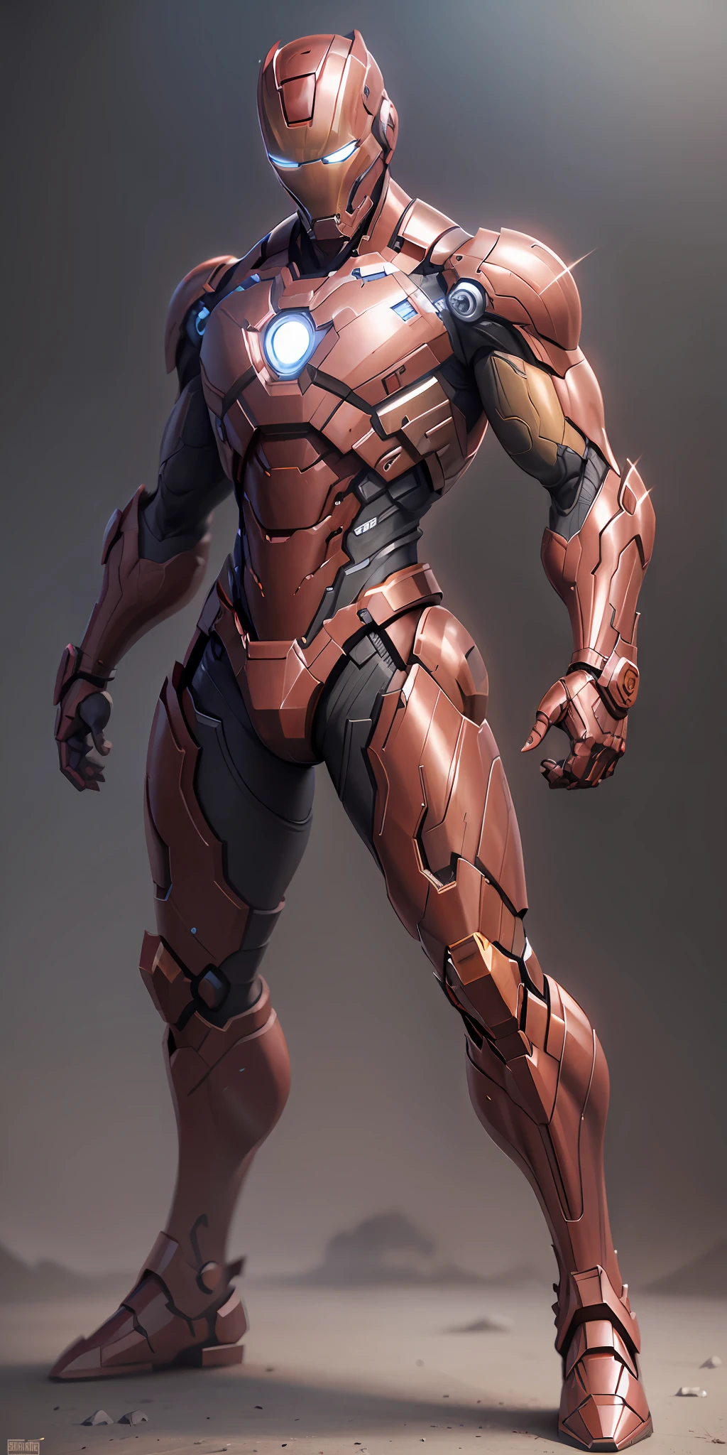 Evil Iron Man from Marvel, frontal, full-length, looking at the camera, facing the audience, standing pose, simple background, three-dimensional light, detailed full-body concept, sleek digital concept art, beautiful full-body concept art, art trend, full-length CGsociety,