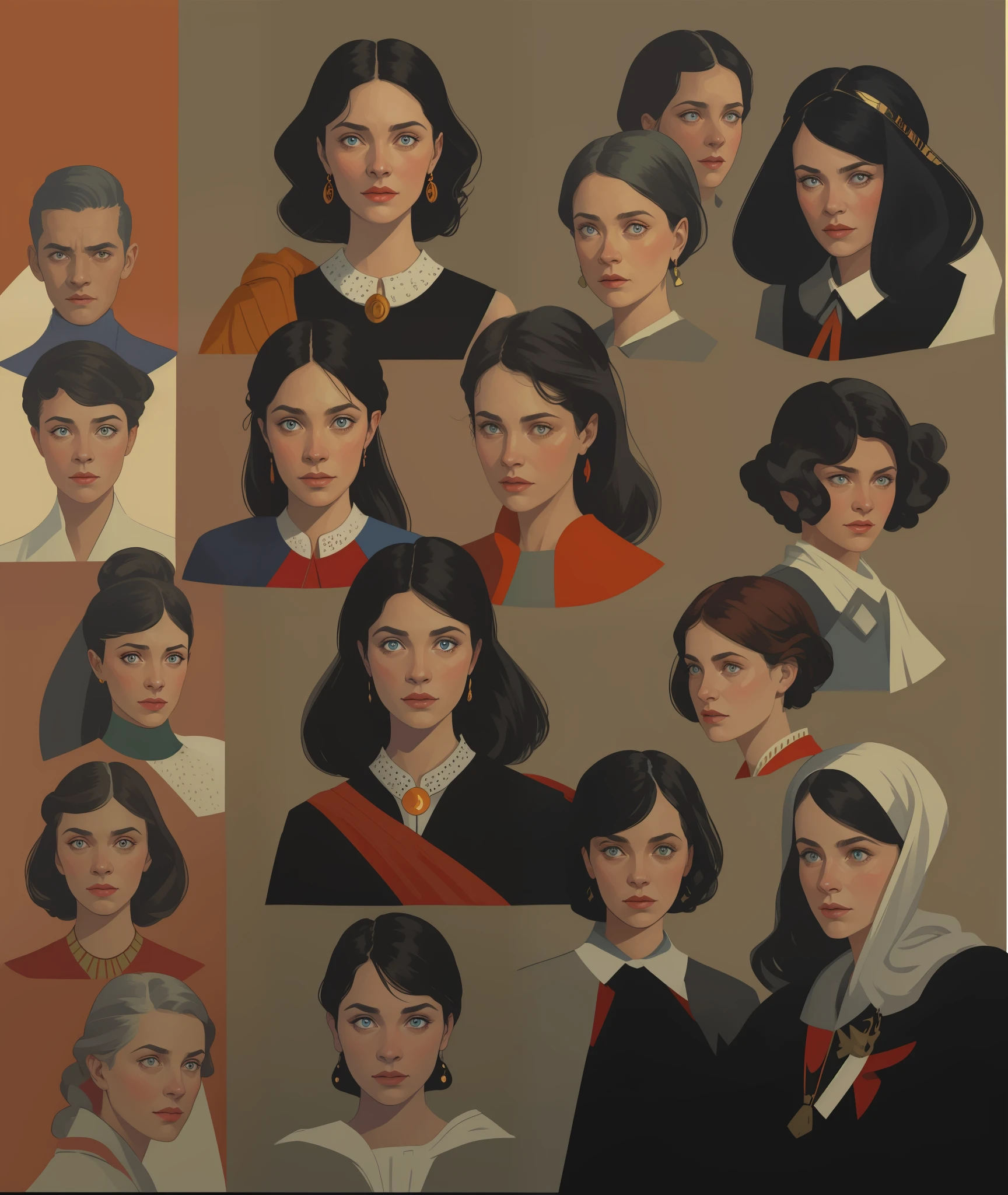masterpiece, best quality, hyper detailed gouache portrait of a gorgeous woman speaking with other people, group conversation, character art portrait, detailed character portrait, epic scene illustration, graphic novel scene, dramatic tense scene