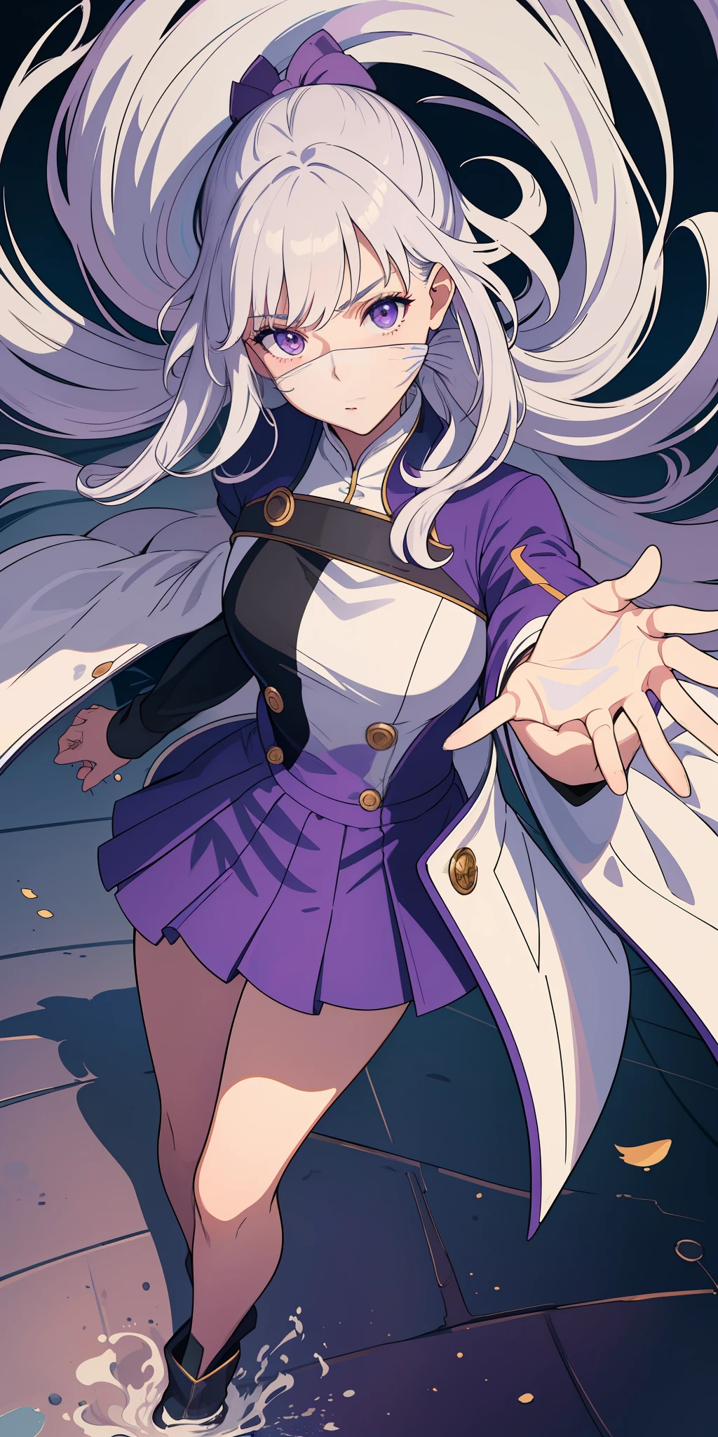 ((OTN)), (masterpiece:1.2, best quality), (finely detailed beautiful eyes: 1.2), (extremely detailed CG unity 8k wallpaper, masterpiece, best quality, ultra-detailed, best shadow), (detailed background), (beautiful detailed face, beautiful detailed eyes), High contrast, (best illumination, an extremely delicate and beautiful),1girl,((colourful paint splashes on transparent background, dulux,)), dynamic angle,beautiful detailed glow,full body, cowboy shot, white hair, purple eyes