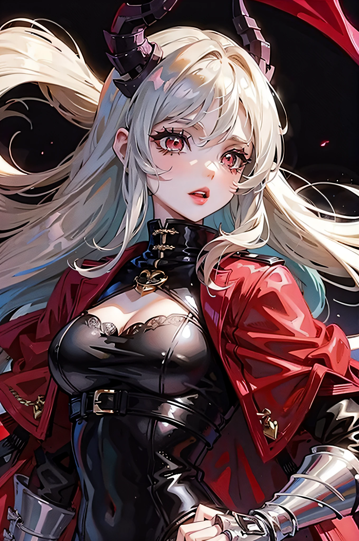 pink red eyes, anime style