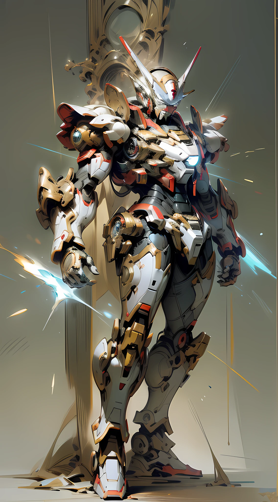 ironman style gundam mobile suite armor in the style of mario feng and ernie barnes, musculine, fantasy, intricate, elegant, highly detailed, digital painting, artstation, concept art, smooth, sharp focus, illustration, art by artgerm and greg rutkowski and alphonse mucha