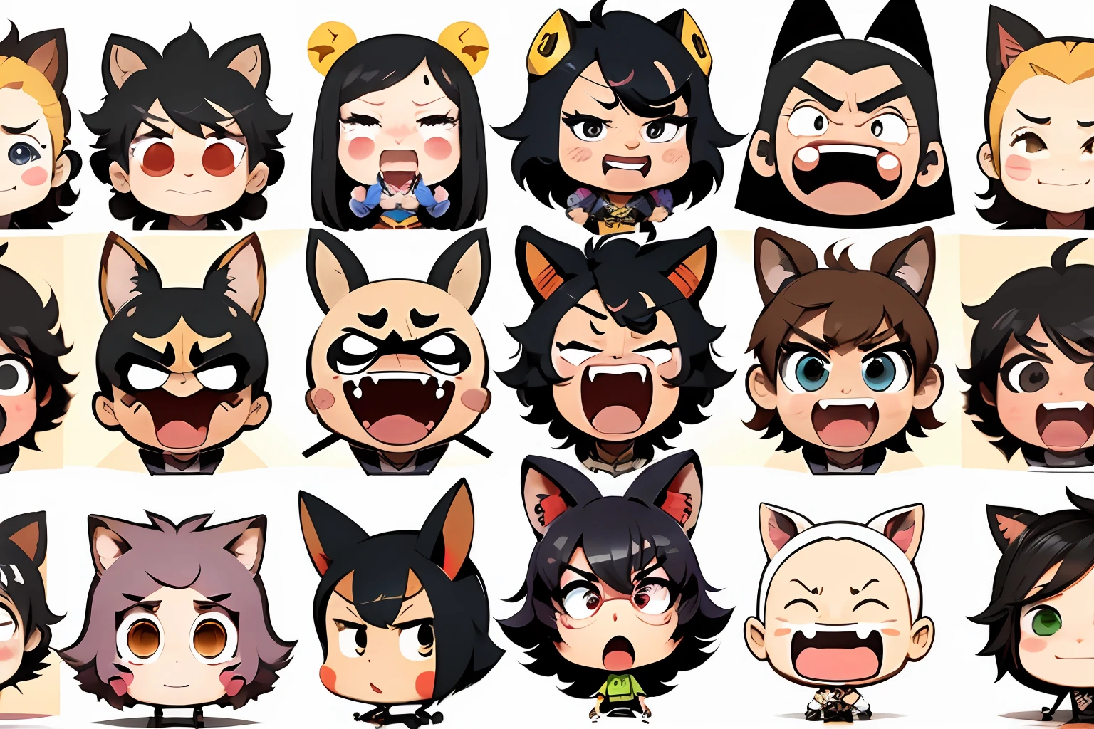 Create an emotes of different expressions in chibi cartoon --auto --s2