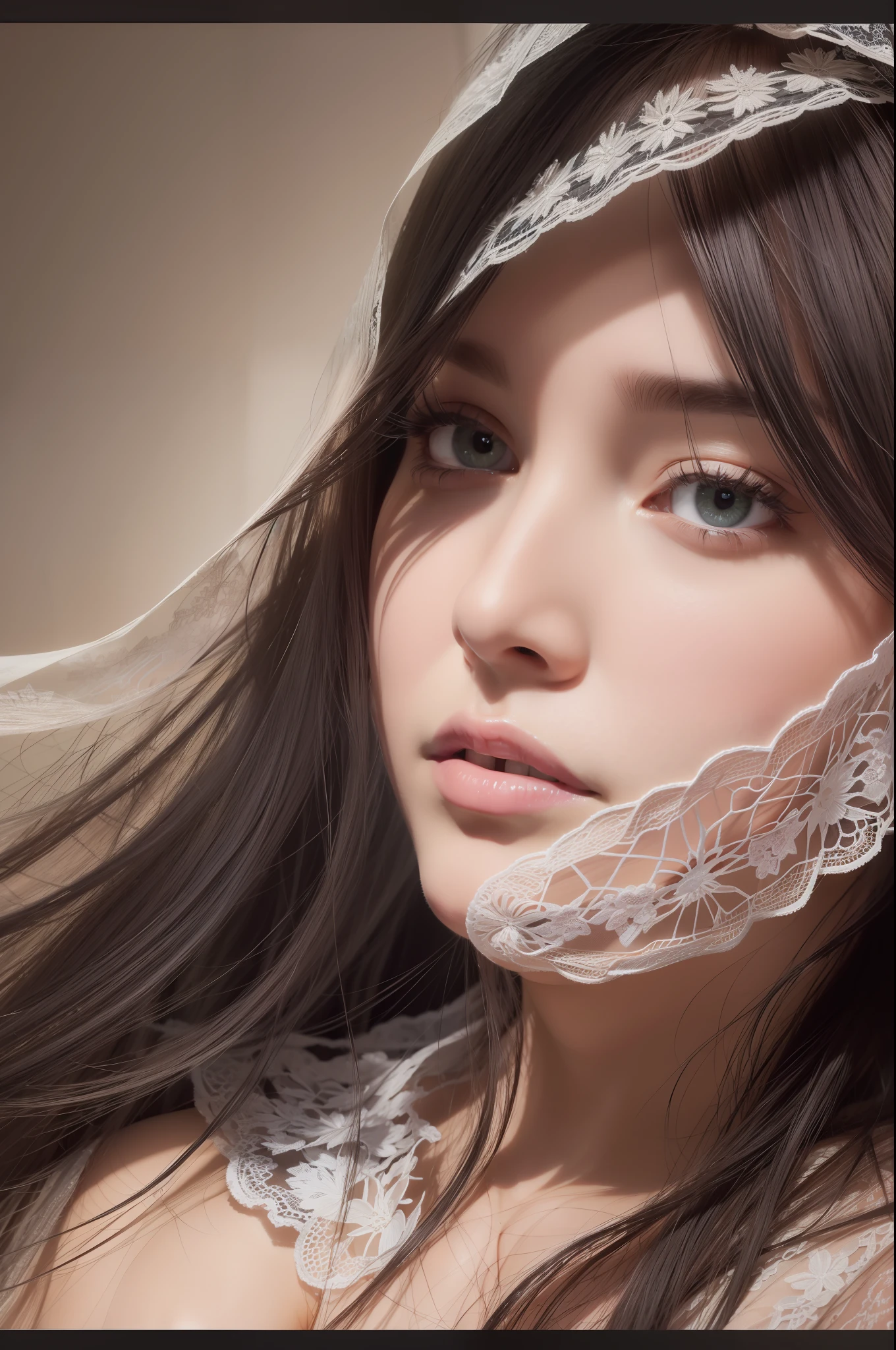 (front focus), (in the dark:1.6), Hyperrealist portrait of female by david hockney and alphonse mucha, fantasy art, photo realistic, dynamic lighting, artstation, poster, volumetric lighting, very detailed faces, big breasts, 4 k, award winning, 1girl, in the dark, deep shadow, low key, cowboy shot, (sexy lace clothing:1.4), long hair, black hair