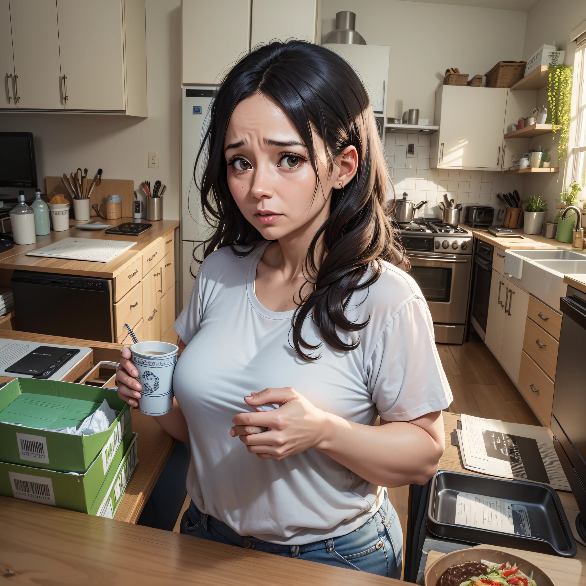 A 35-year-old woman who is a worker, takes a course, has children, and still takes care of the house, this all makes her overwhelmed by her day to day being very full and busy but who is a perfectionist --auto --s2