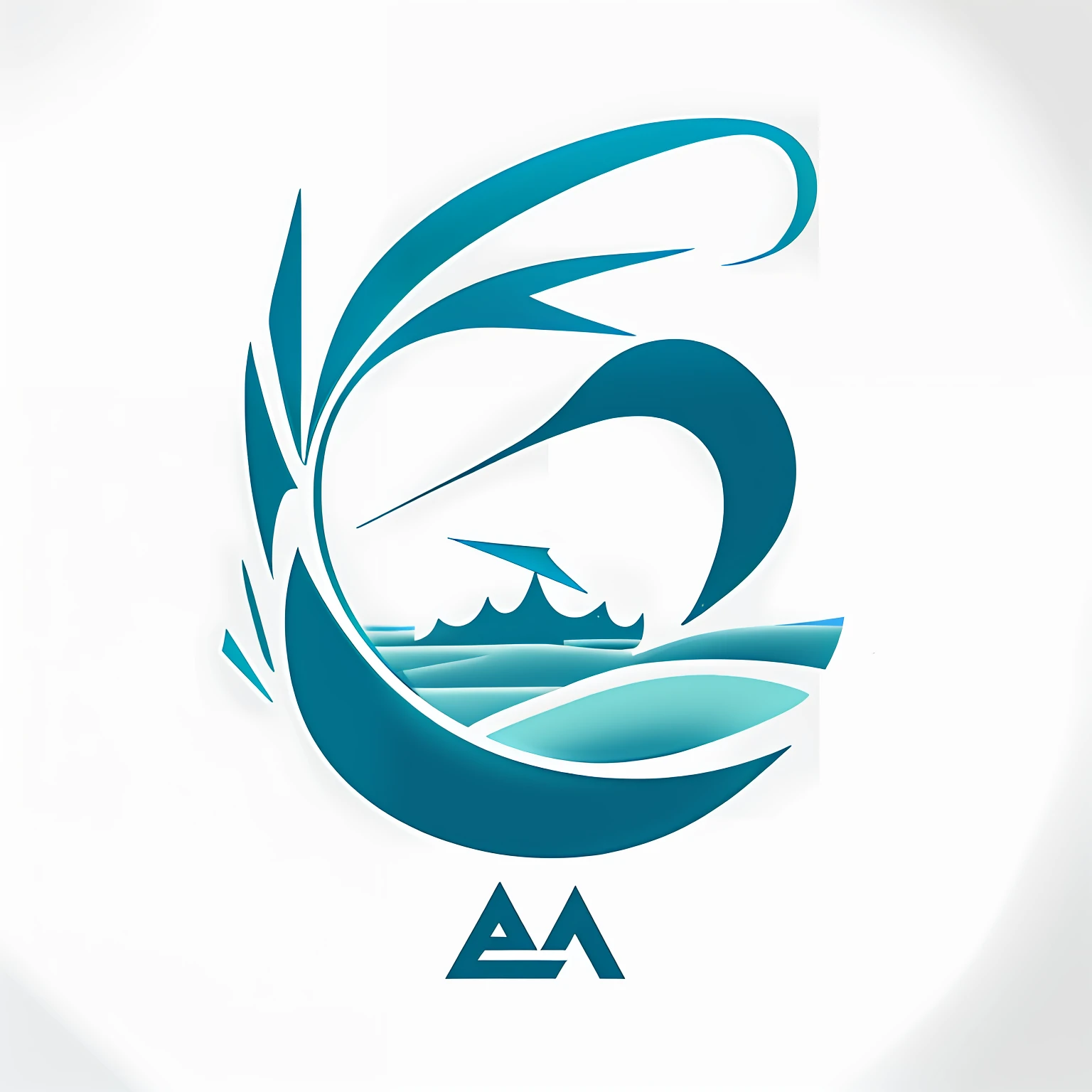 Simple logo design with letters "AI", sea, plane 2d, vector, company logo, flat, clean, simple, technical