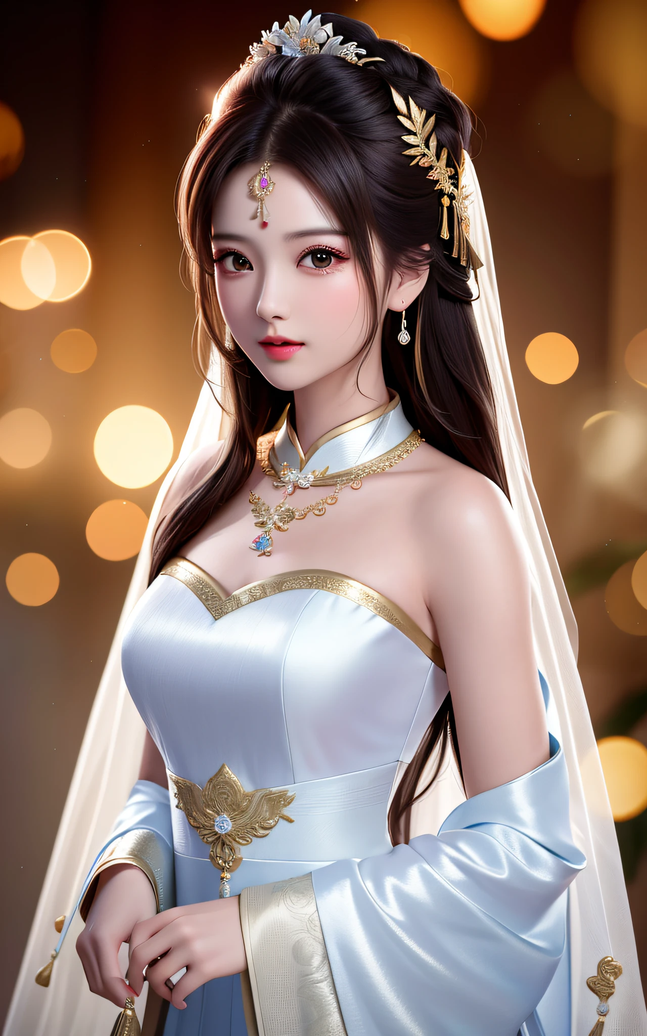 best quality, masterpiece, highres, 1girl,china wedding  dress,hair ornament,necklace, jewelry,Beautiful face,upon_body, tyndall effect,photorealistic, dark studio, rim lighting, two tone lighting,(high detailed skin:1.2), 8k uhd, dslr, soft lighting, high quality, volumetric lighting, candid, Photograph, high resolution, 4k, 8k, Bokeh