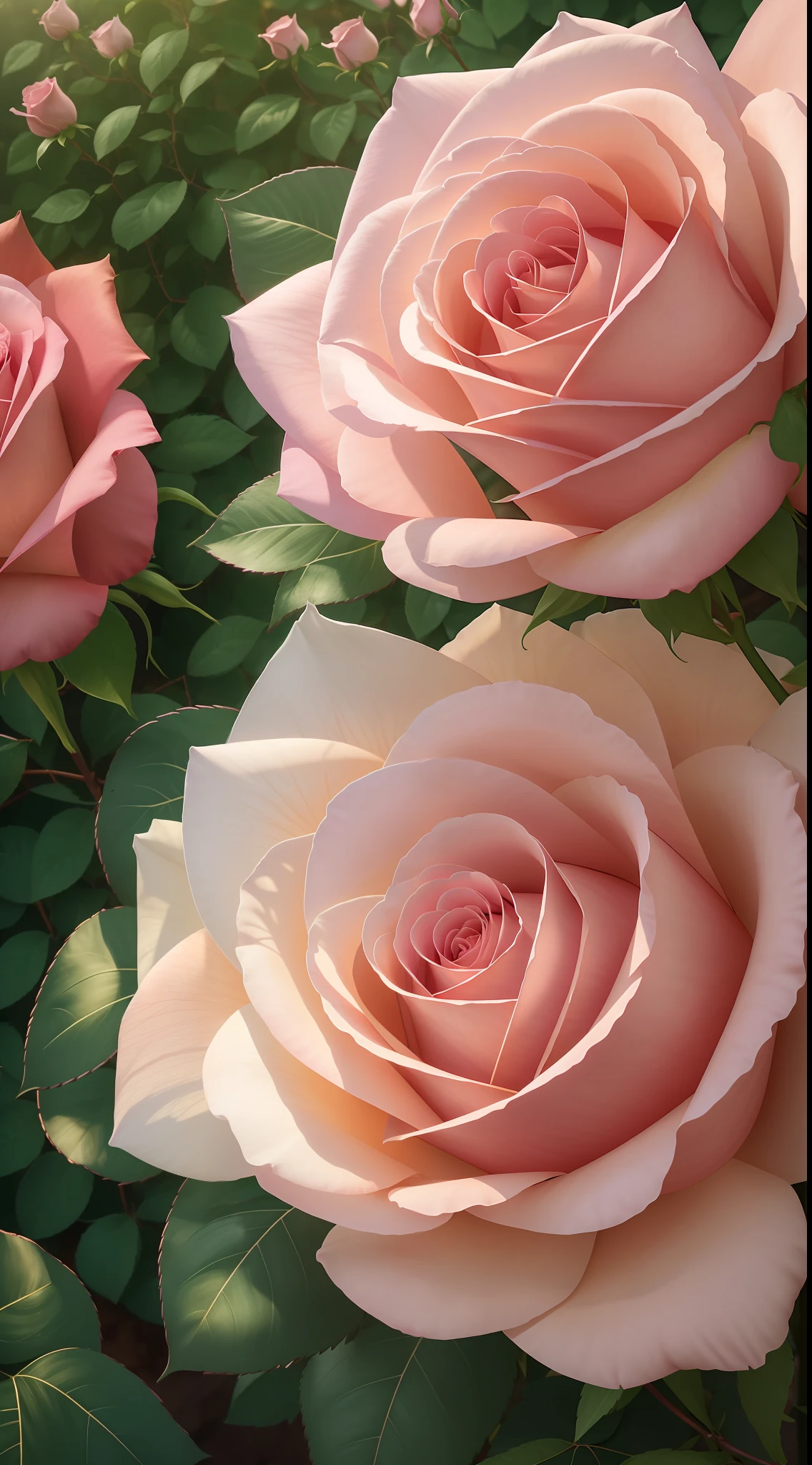 there is a pink rose bush with pink flowers in front of a house, roses in cinematic light, beautiful and aesthetic, portal made of roses, with soft pink colors, roses, 🌺 cgsociety, pink golden hour, rose garden, beautiful aesthetic, dreamy aesthetic, nature and floral aesthetics, looks realistic, rosses, ultra realistic picture, very very realistic