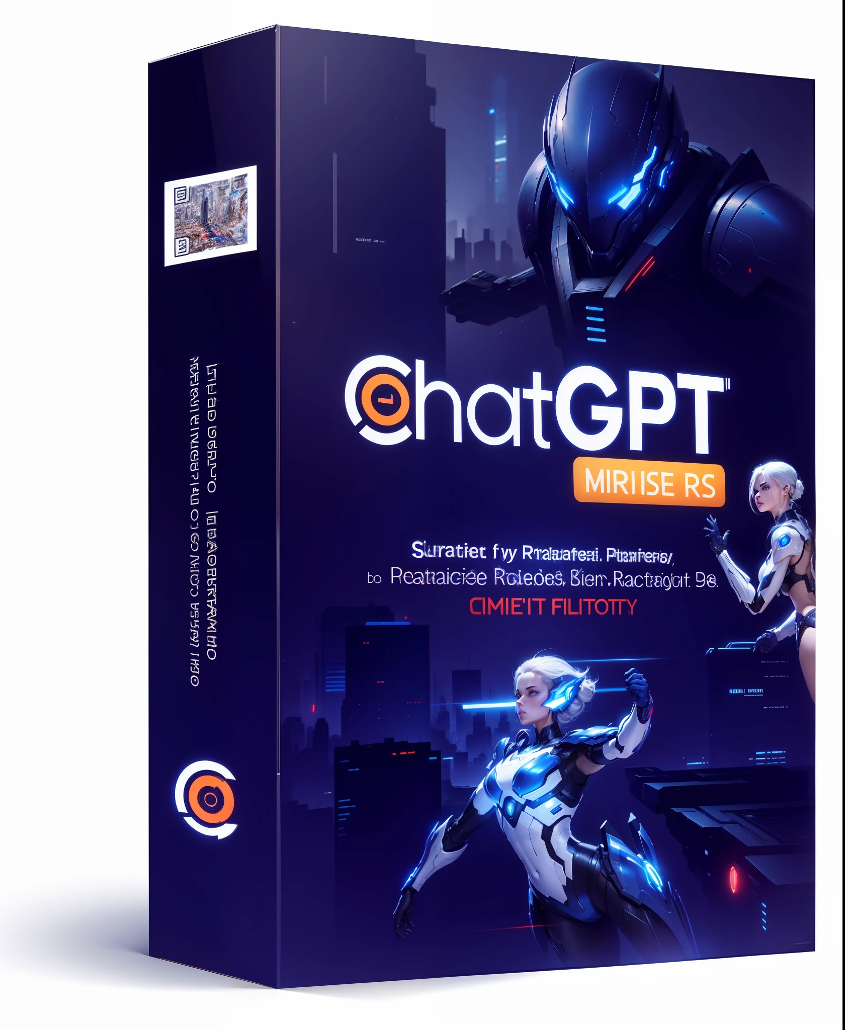 (masterpiece, best quality, ultra-realistic), highly detailed, "Redesign" concept art, futuristic, dynamic pose, dynamic angle, high resolution, blue and red color palette, glowing/cybernetic implants, sleek armor, laser weapons, sci-fi cityscape background.