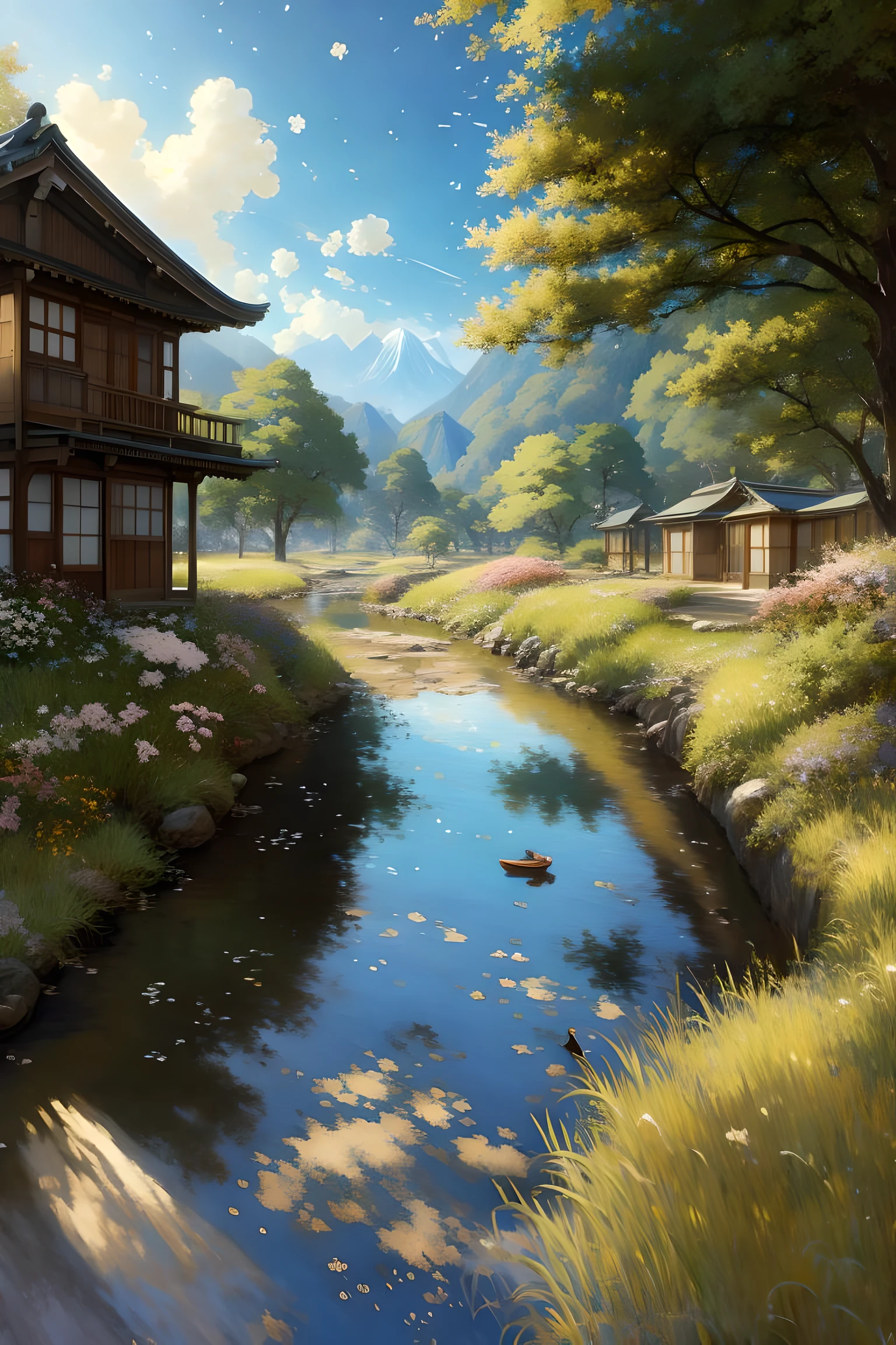 _modelshoot style, (extremely detailed CG unity 8k wallpaper), full shot body photo of the most war torn cities of japan artwork in the world, professional majestic impressionism oil painting by Waterhouse, John Constable, Ed Blinkey, Atey Ghailan, Studio Ghibli, by Jeremy Mann, Greg Manchess, Antonio Moro, trending on ArtStation, trending on CGSociety, Intricate, High Detail, dramatic, makoto shinkai kyoto, trending on artstation, trending on CGsociety