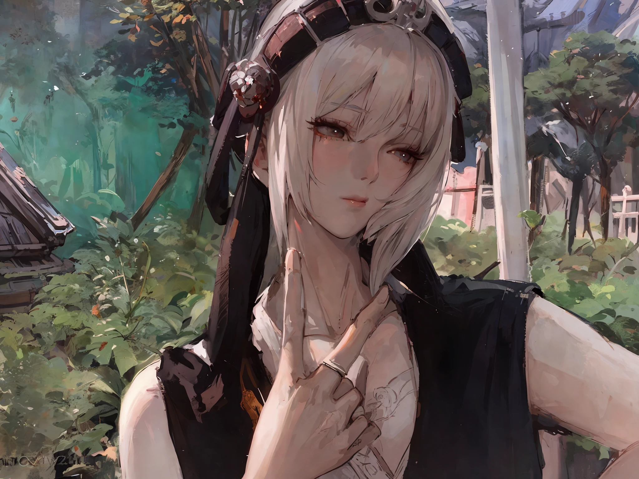 a close up of a woman with white hair and a white mask, beautiful character painting, guweiz, artwork in the style of guweiz, white haired deity, by Yang J, epic exquisite character art, stunning character art, by Fan Qi, by Wuzhun Shifan, guweiz on pixiv artstation