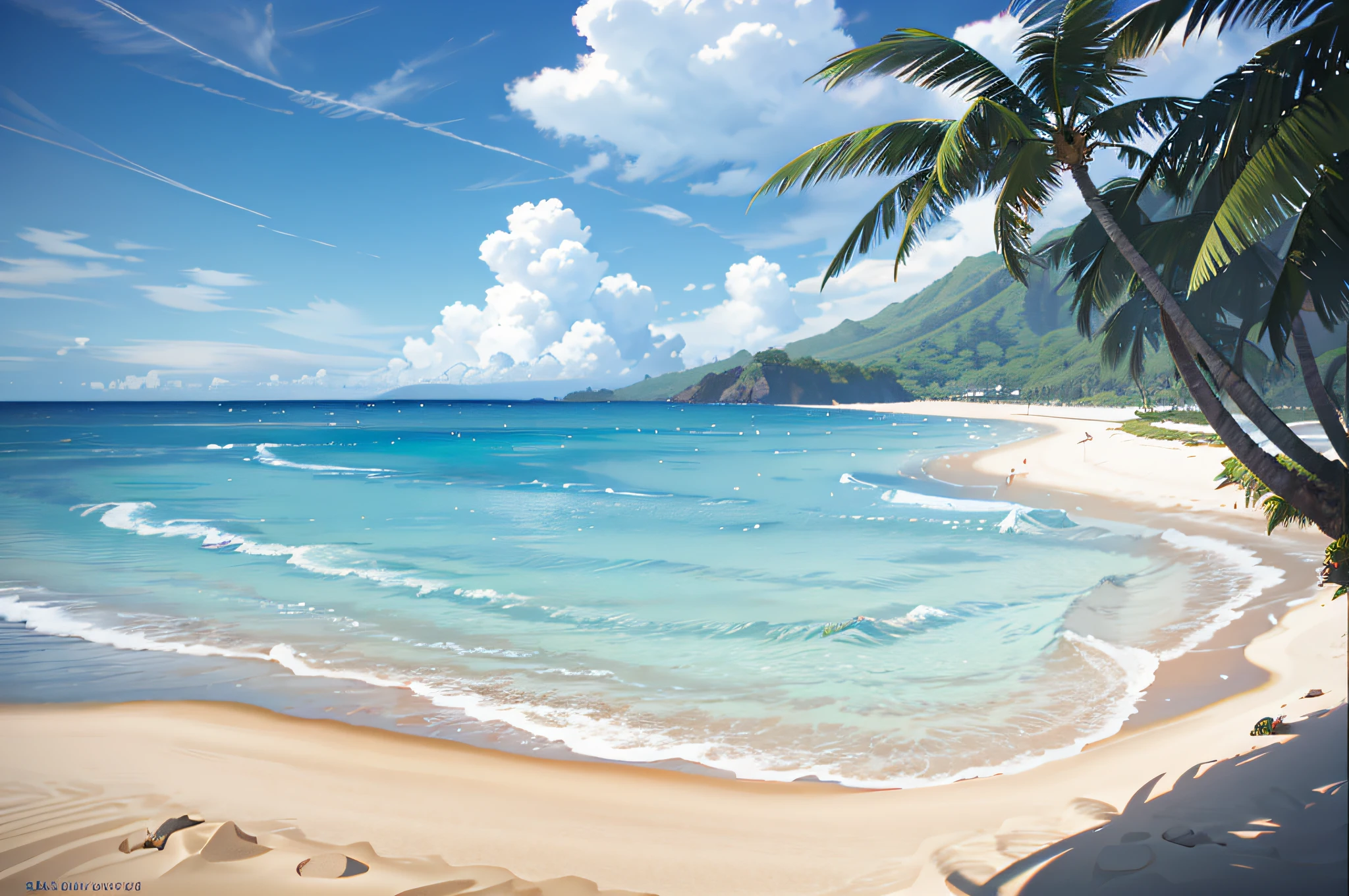 Ultra realistic scene, hawaii,Tsharts, design, low angle view, blender, product rendering, HD 8K. --v6