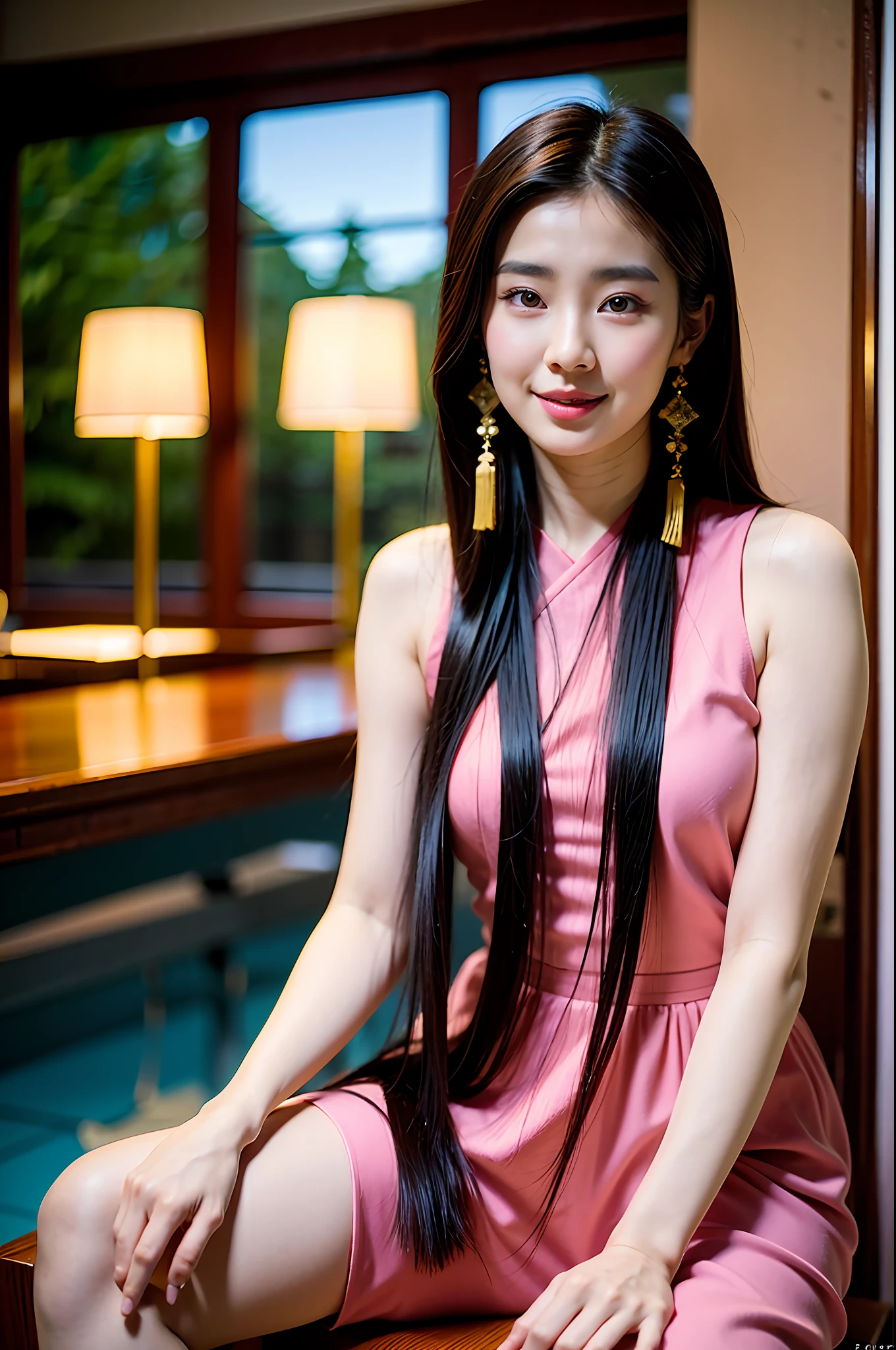 arafed asian woman in a pink dress posing for a picture, a picture inspired by Chen Yifei, tumblr, shin hanga, beautiful young korean woman, gorgeous young korean woman, beautiful south korean woman, xintong chen, ruan jia beautiful!, gorgeous chinese model, young cute wan asian face, sha xi, beautiful asian girl, wenfei ye