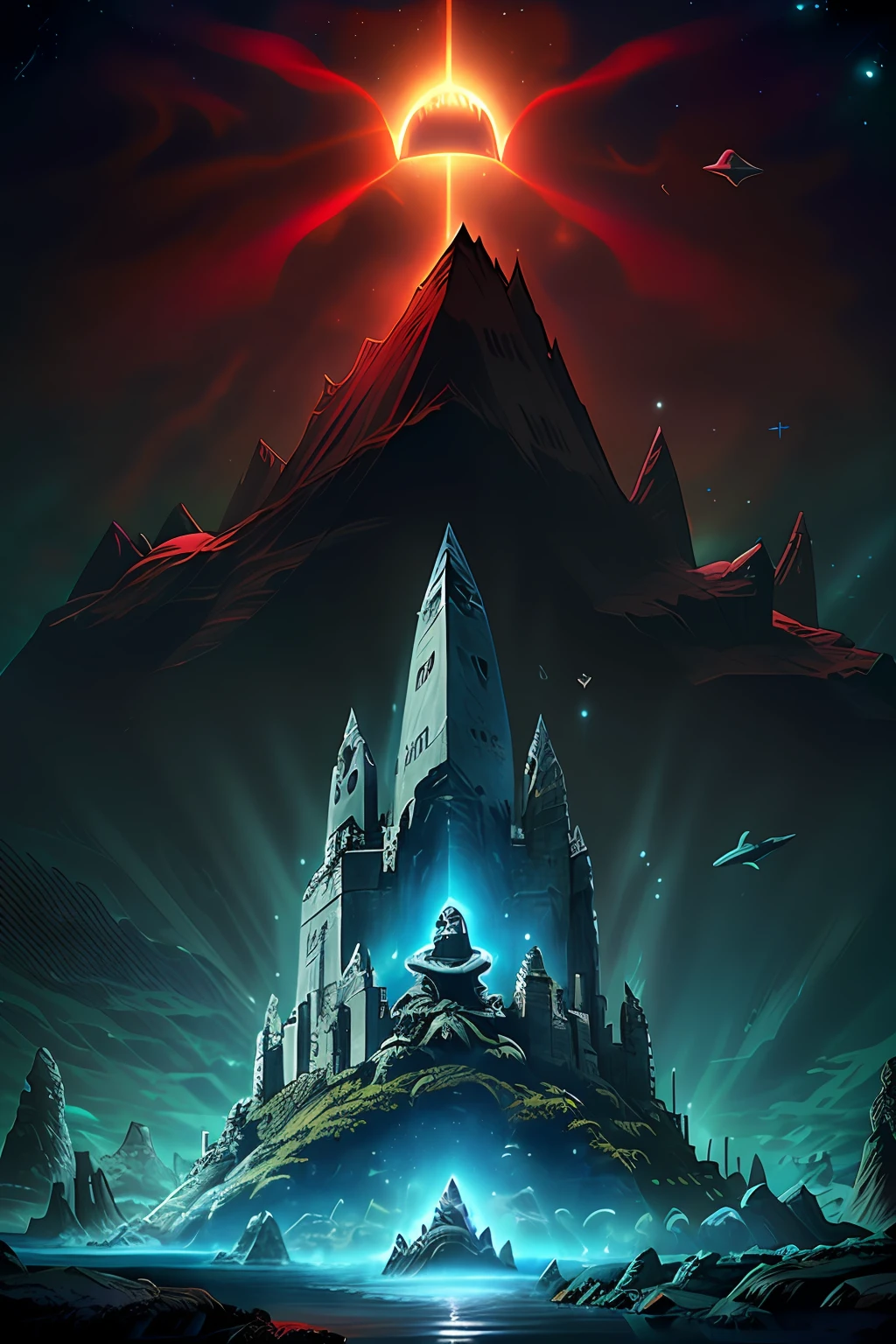 the lost civilization of Atlantis, o Reino submerso, orcas, o rei de Atlântida sentado em seu trono com um tridente, next to can be seen a great yellow pyramid cosmic mystic e um portal interestelar, glowy, ultra realistic, side closeup, cinematic lighting, highly detailed, ultra realistic, ultra HD image, very high resolution, balanced colors, hiper nítido, 32k, cinematic lighting, brilho 25, sombras -25,