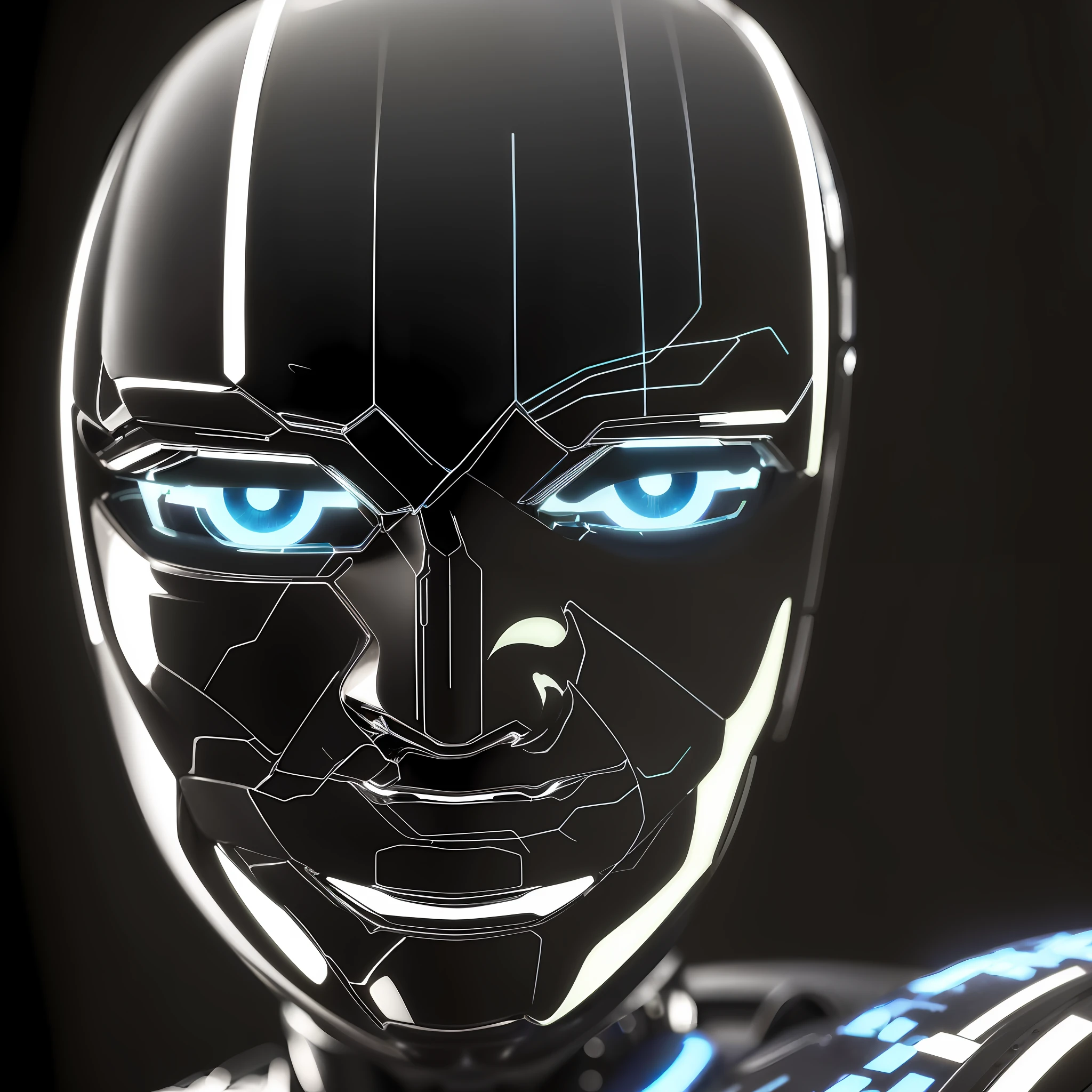 a close up of a robot's face with glowing blue eyes, detailed face of an android, close-up portrait of cyborg, robot with human face, detailed portrait of a cyborg, an image of a beautiful cyborg, portrait of a female android, portrait of a futuristic robot, portrait of a cyborg, portrait of an android, robotic face, a portrait of an android