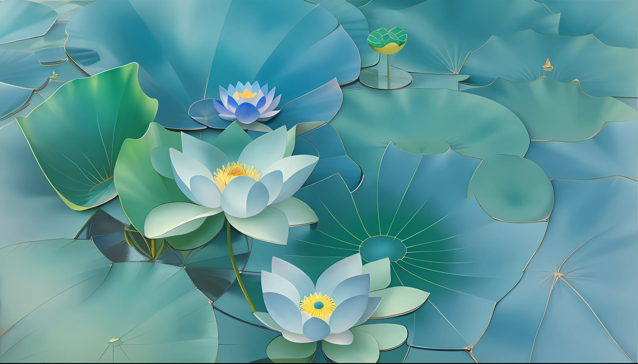 Blue, lotus, lotus leaf