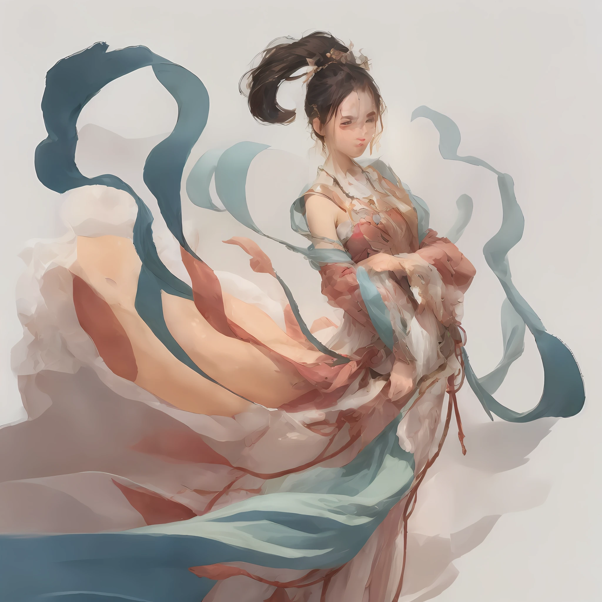 (magnificent girl illustration: 1.2 + palace: 1.1), hanfu: 1.1, holding a fan: 1.1, beautiful face: 1.1, blue dress: 1.1, inspired by Lan Ying: 1.1, fantasy queen: 1.1, by Yang Jie and Li Song: 1.1, in the style of Gaudi's art: 1.2)