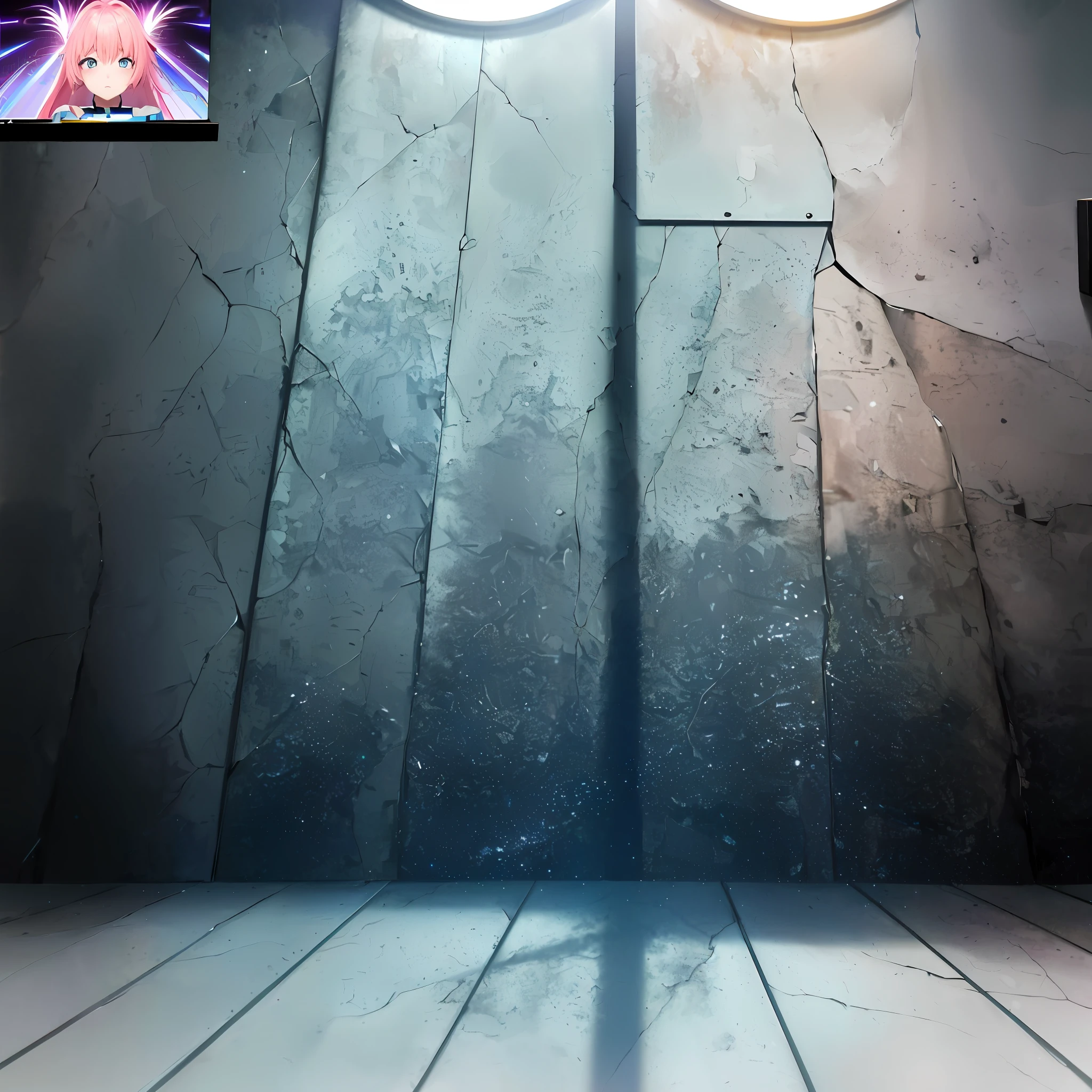 anime, 8k, cg, (epic:1.5, perfect artwork, masterpiece), ((vivid colors)), bright, ((cinematic lighting)) (((masterpiece, perfect quality))), through wall, 1girl, pink skirt, white pantyhose:2, ass, stuck in wall, glorywall bent over, lower body, standing, garden, plants, stones