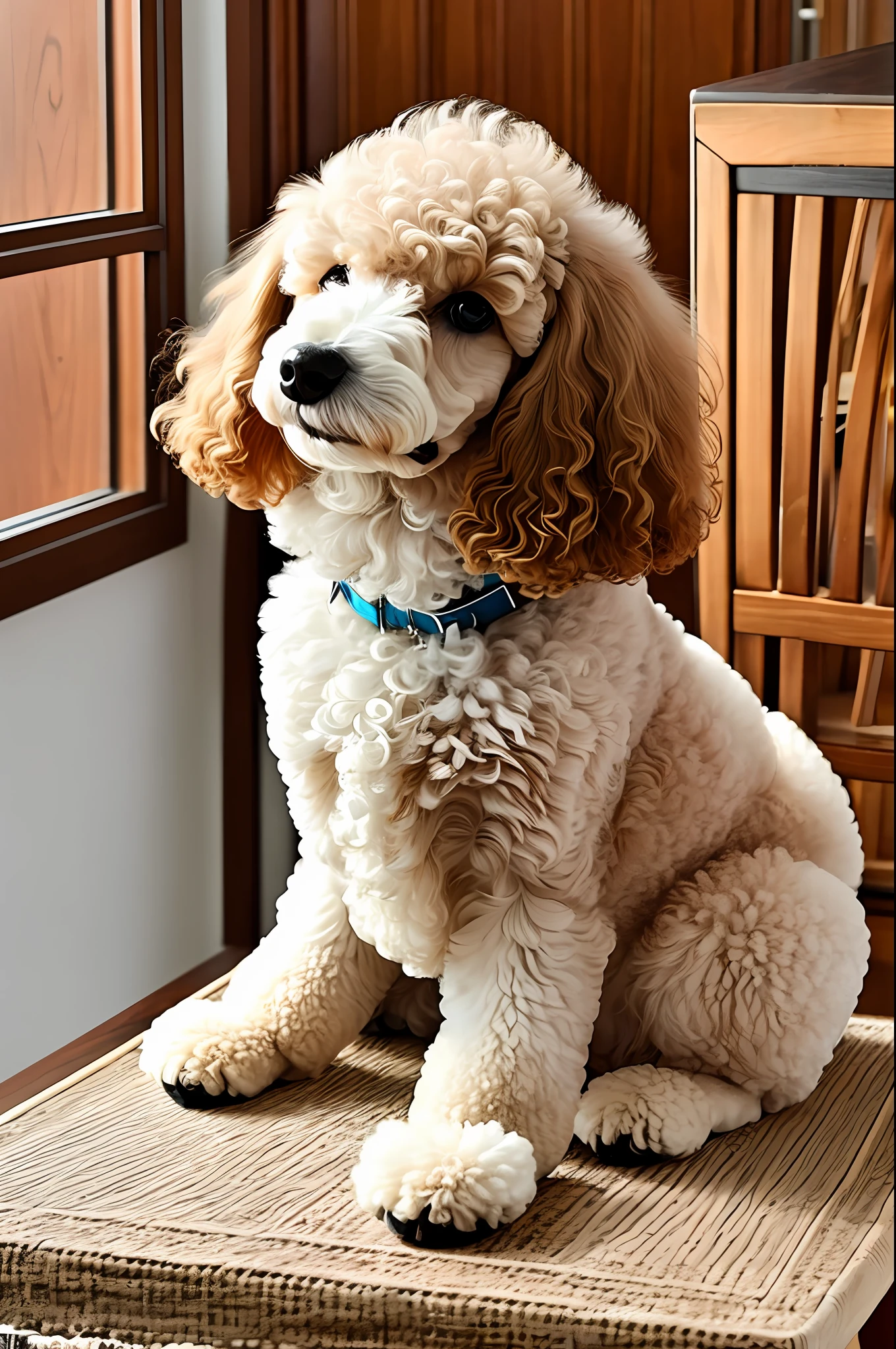 poodle sitting on the table --auto --s2