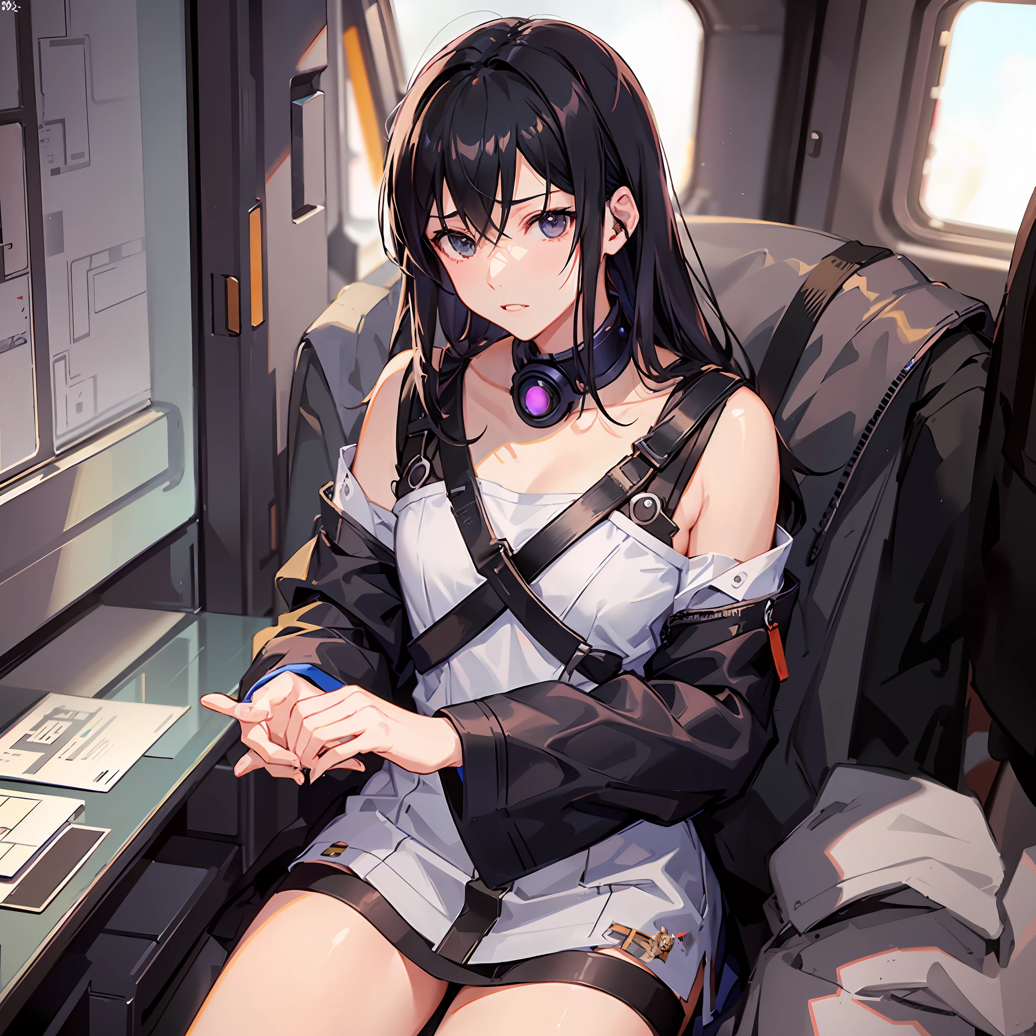 anime character sitting on a plane with a cell phone(reading), high quality anime art, young anime man, makoto shinkai (apex legends), guweiz-style art, moe artstyle, digital anime illustration, detailed digital anime art, kawacy, makoto shinkai style, cute anime pose, makoto shinkai art style, official art, brown eyes, black hair, thin, little muscle, best quality, 4K --auto --s2