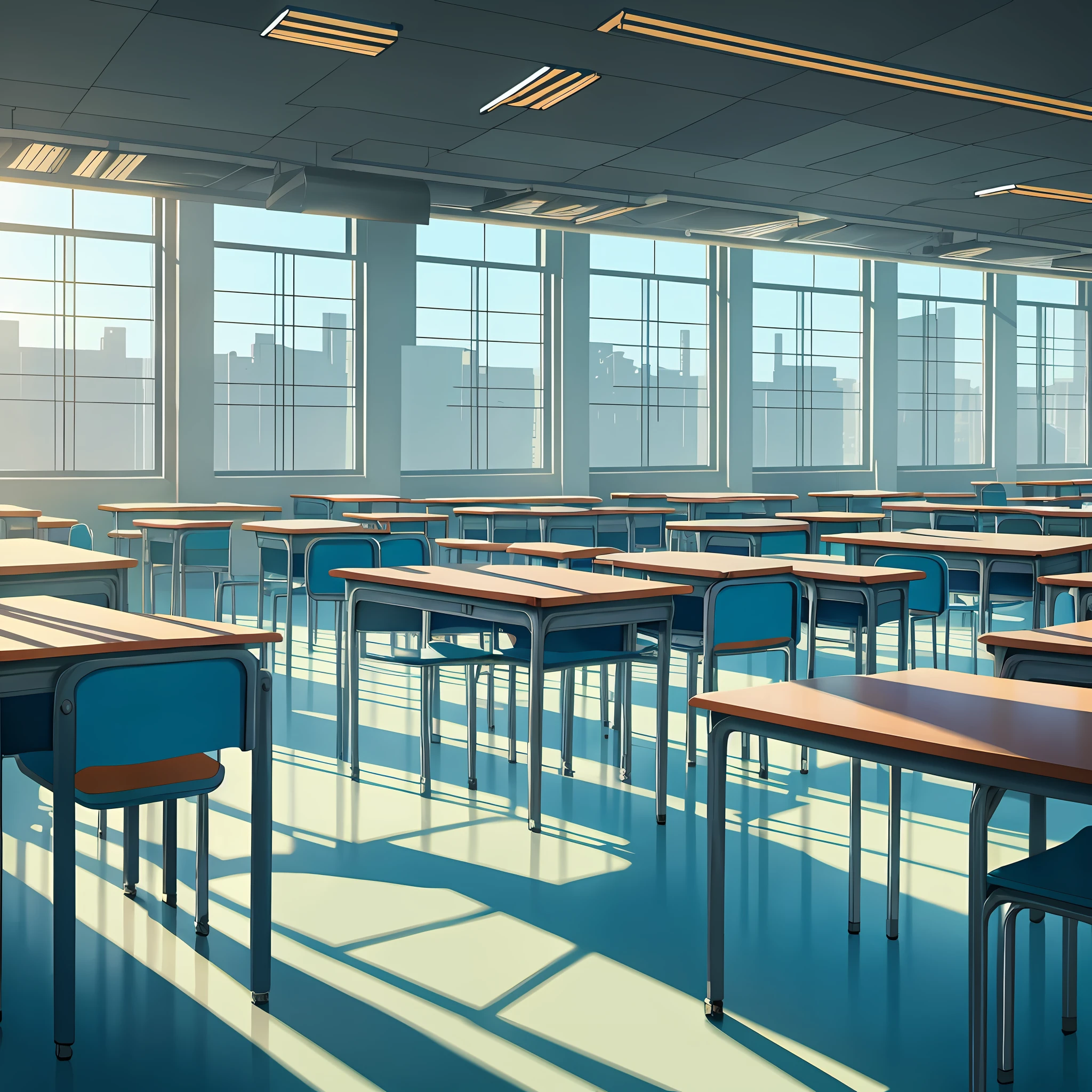 Classroom with large window with a lot of desks and chairs, typical anime classroom, classroom background, school classroom, classroom, classroom in background, photos of the classroom, background of natural light, sitting in the classroom, sunny environment, high school, in the classroom, nice afternoon lighting, realistic afternoon lighting, school classroom, in the school classroom, with blackboard and textbooks