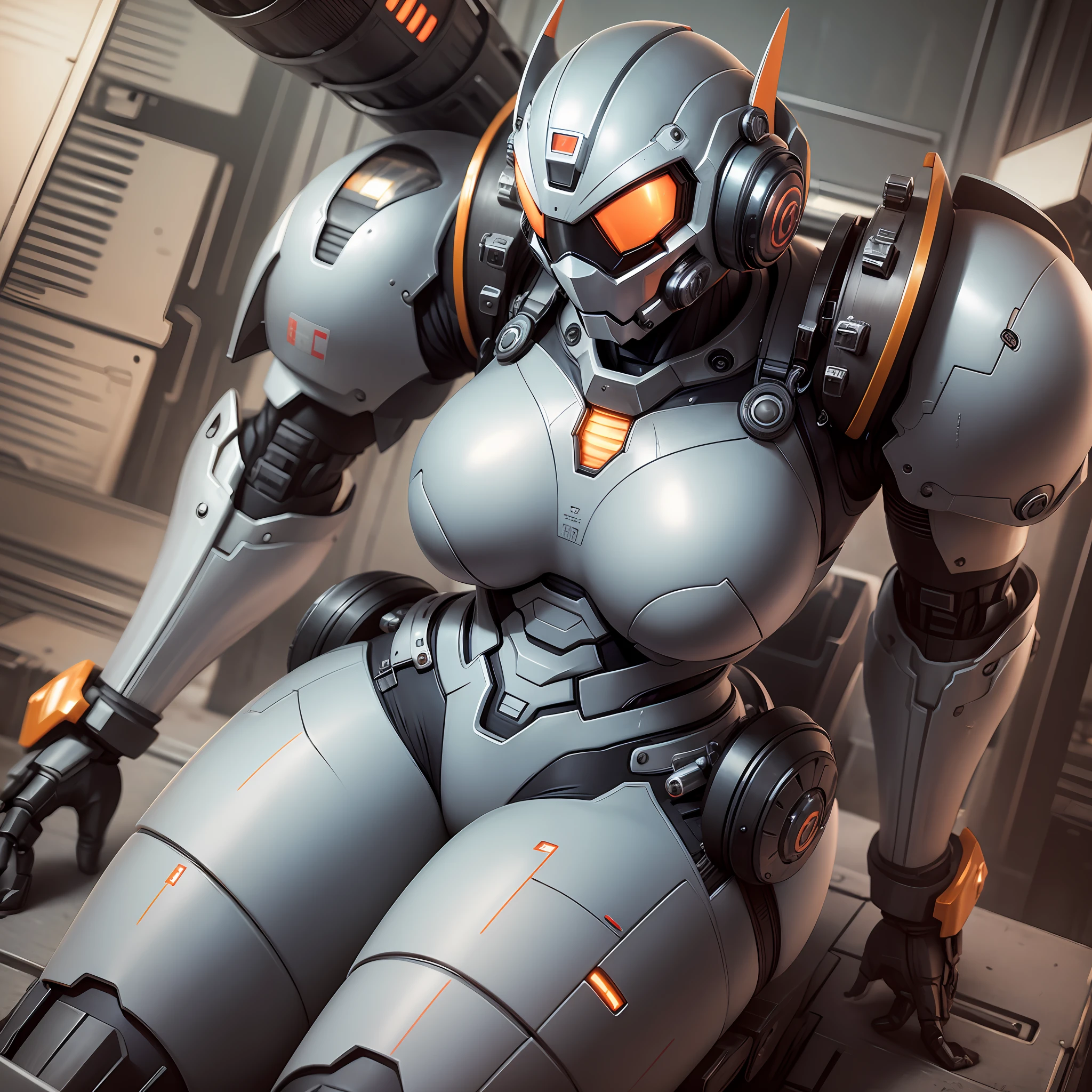 Hip close-up, mecha equipment, tights, power armor, camera from bottom to top, toned figure, gel suit --auto --s2