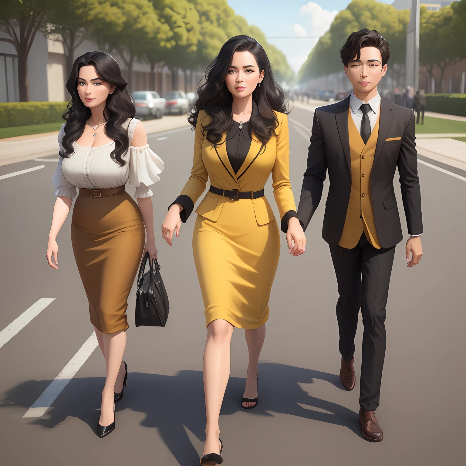 Very prosperous rich millionaire woman with children 3d 5k