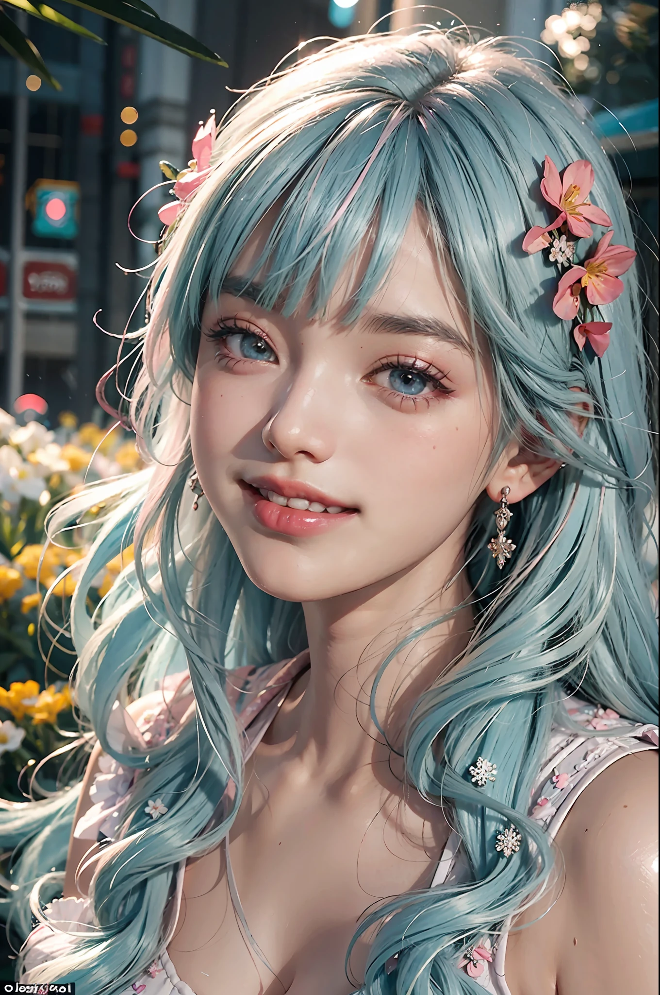 (Fluorescent color: 1.4), (Translucent: 1.4), (Vintage filter: 1.4), (Fantasy: 1.4), Candy World Disneyland Ethereal soft Fluffy Soft Landscape Forest Snowflakes Pale Pink Sky Green ((Blue Pink Hair)), (Coiled Hair)), Light Blue, Sparkling Ethereal Light Soft Whimsical Light Diamond sparkle Gemstone background Ultra-realistic Ultra-high-quality cinematic lighting Huge details Full HD painting Well-lit, diagonal bangs,
Collared dress, sides
Masterpiece, Best Quality, Real Skin, (Portrait: 1.5), 1 Girl, Blunt Bunch Bangs, Long Hair, Sea of Flowers, Smell Flowers, Wear Flowers on Head, (((Smile)), (Red Lipstick), Red Glow, ((Blush))), ((Shy)), Eyelashes, Eyeliner, Makeup, Short Hair, ((Round Garland on Head)), Laugh, (Close Eyes), (((Kiss))))