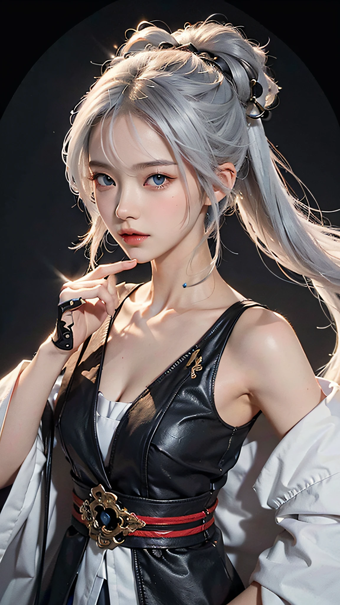 ((Best Quality, 8K, Masterpiece: 1.3)), 1girl, Slim Abs Beauty: 1.3, (Hairstyle Casual: 1.2), Dress: 1.1, Super Fine Face, Fine Eyes, Double Eyelids, Shyness, Dynamic Pose, Smile, Anime Girl with White Hair and Blue Eyes Holding a Fan, White Hair God, Kusart Krenz Key Art Feminization, Onmyoji Detailed Art, Onmyoji Portrait, Detailed Digital Anime Art, Best Anime 4K Konachan Wallpaper, Anime Goddess, High Detail Official Art , detailed anime art, portrait of female anime hero, Onmyoji