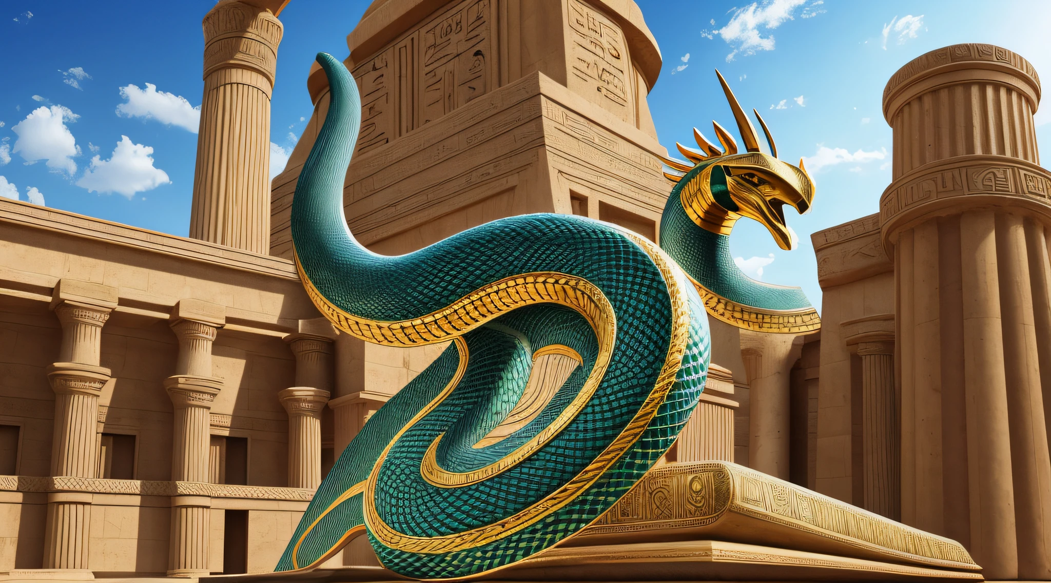create a realistic image of the Egyptian god Seth, in the form of a serpent mythology,