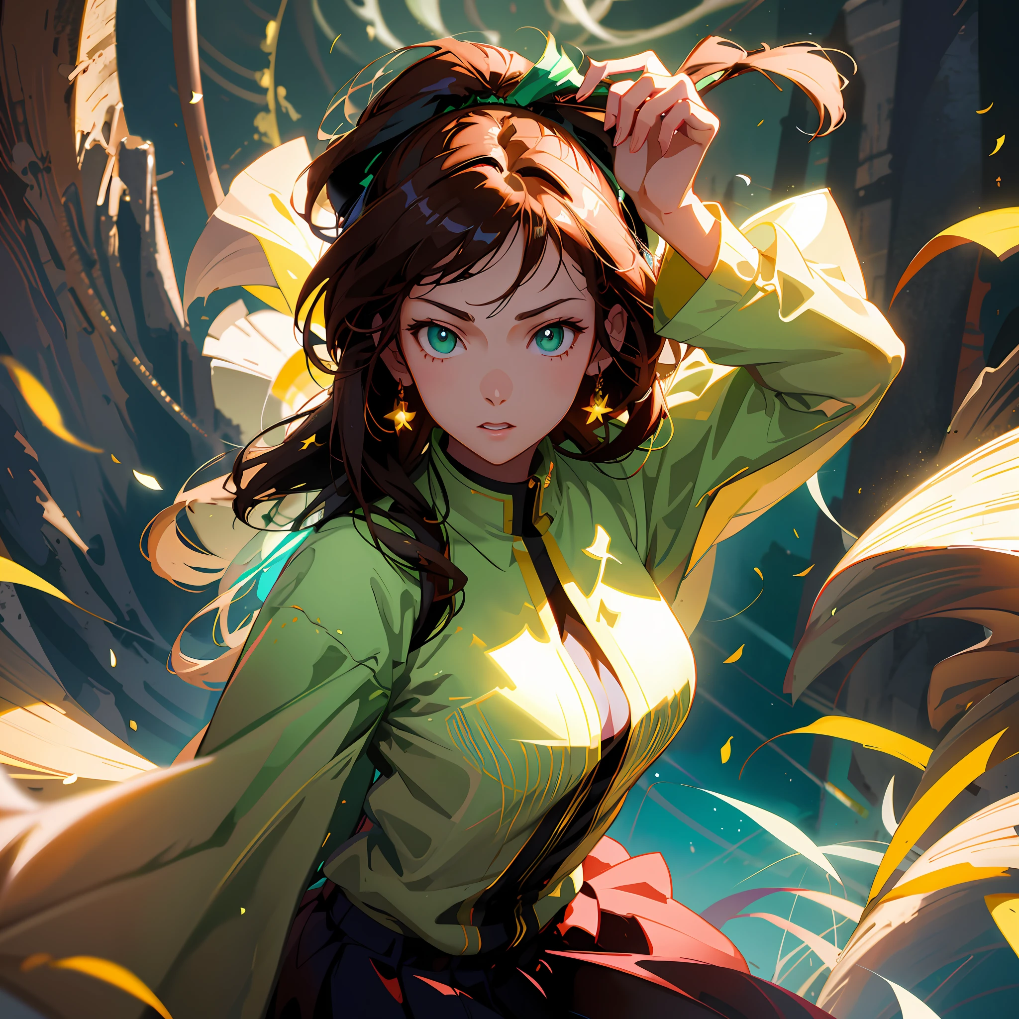 anime girl with a green shirt and brown skirt posing for a picture, artgerm and atey ghailan, extremely detailed artgerm, fanart best artstation, style artgerm, by Yang J, digital anime illustration, artgerm. anime illustration, ross tran style, artgerm and rossdraws, artwork in the style of guweiz