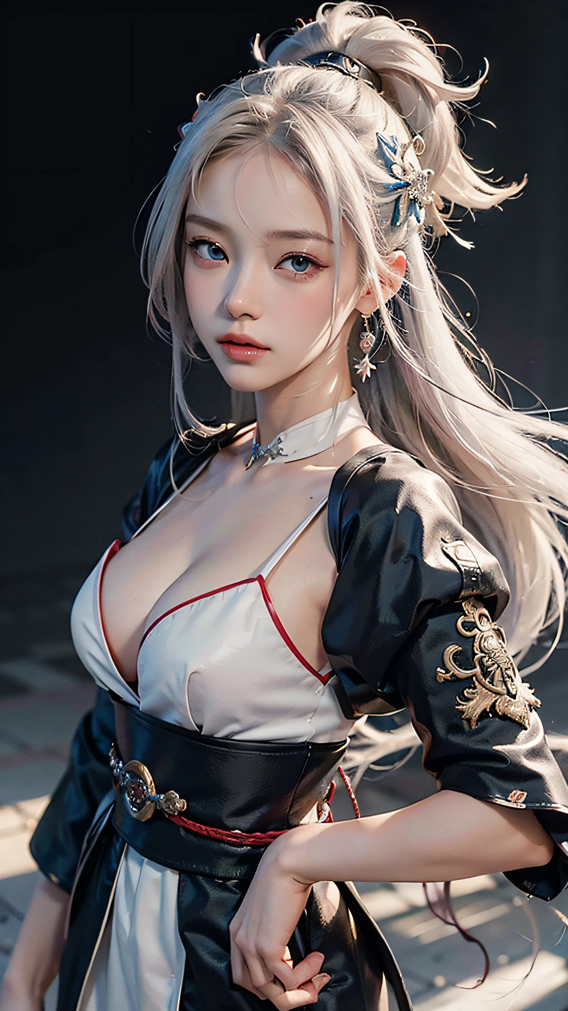 ((Best Quality, 8K, Masterpiece:1.3)), 1girl, Slim Abs Beauty:1.3, (Hairstyle Casual, No Big Breasts: 1.2), Dress: 1.1, Super Fine Face, Delicate Eyes, Double Eyelids, Smile, Anime Girl with White Hair and Blue Eyes Holding a Fan, White Hair God, Kusart Krenz Key Art Feminization, Onmyoji Detailed Art, Onmyoji Portrait, Detailed Digital Anime Art, Best Anime 4K Konachan Wallpaper, Anime Goddess, High Detail Official Artwork, Detailed anime art, portrait of female anime hero, Onmyoji
