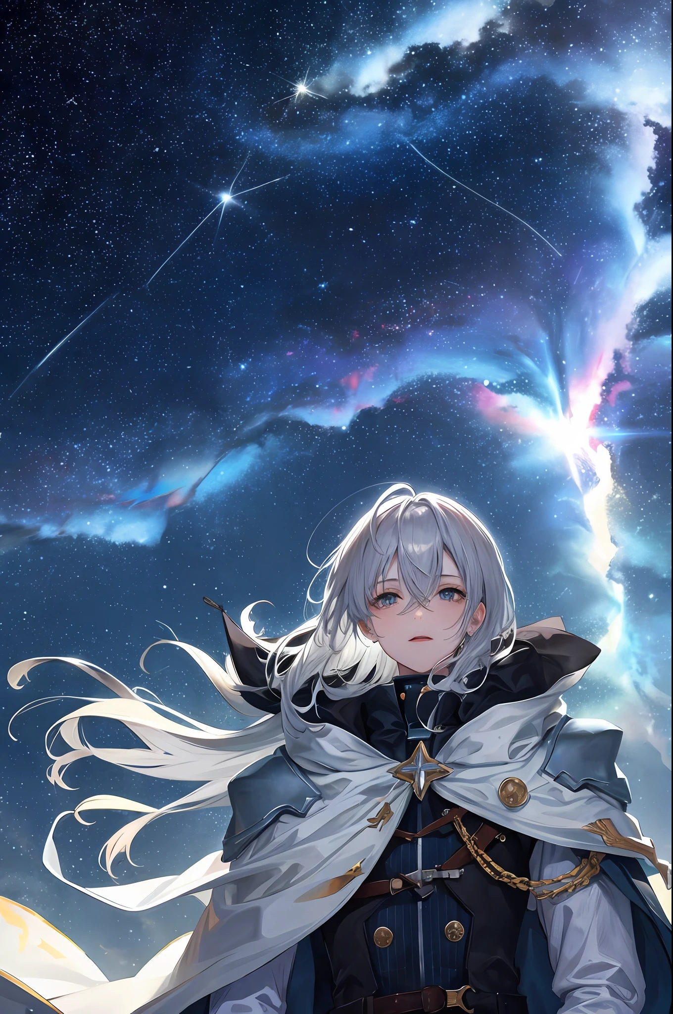 Starry sky, galaxy innumerable, silver, connecting the universe