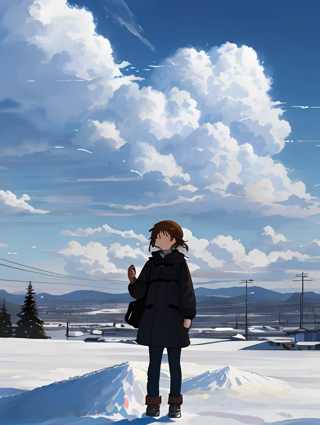 meme_fx, pekora1, 1 girl, snow, sky, cloud