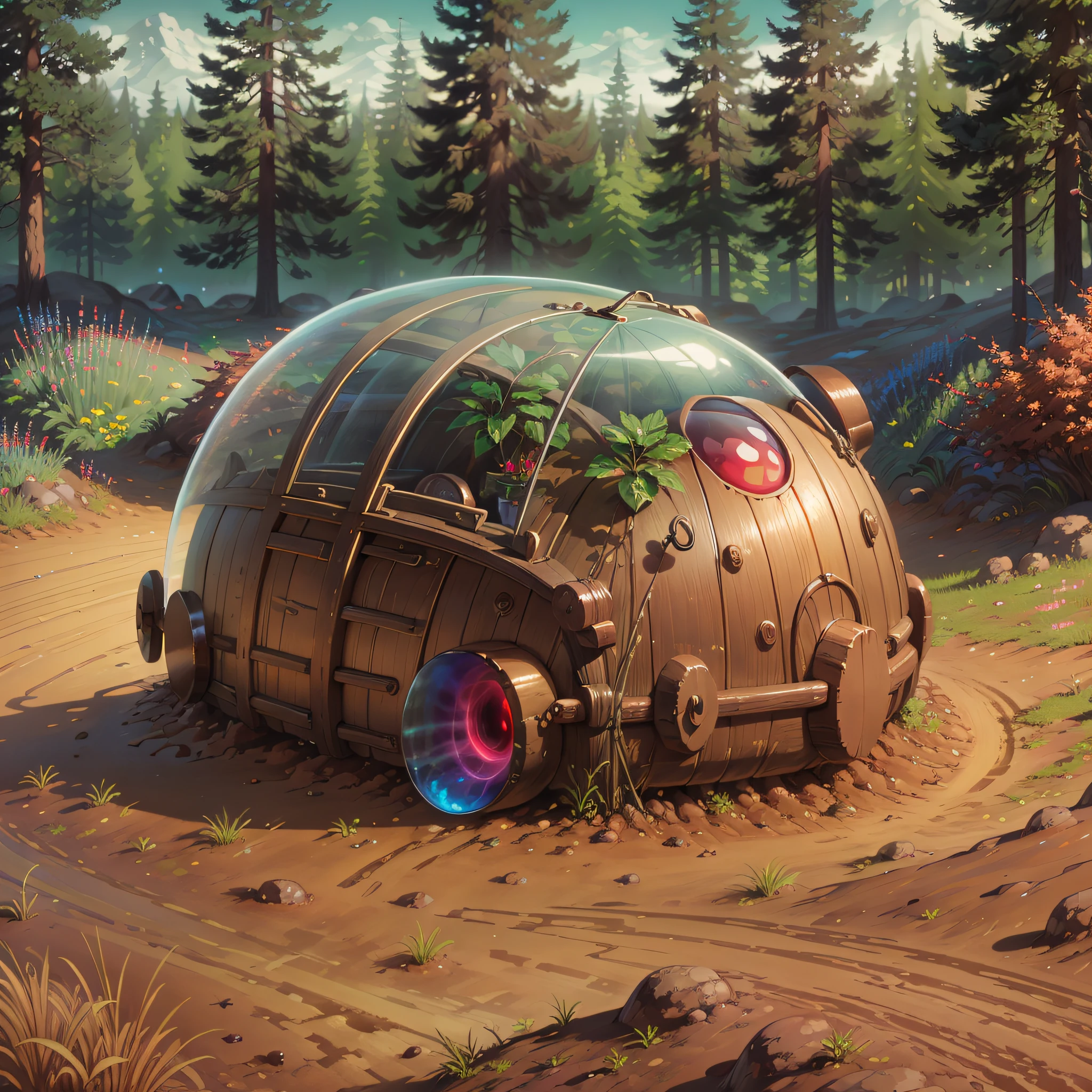 anthill surrounded by a transparent red ray, super realistic