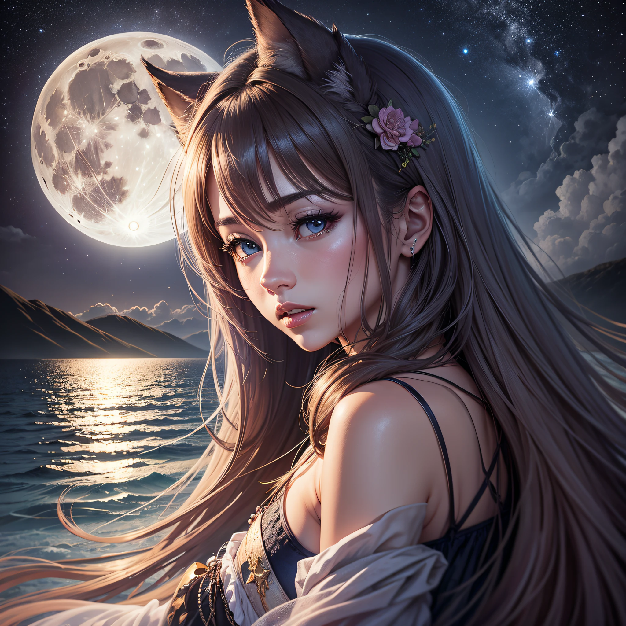 full moon night hyper realistic --auto --s2
