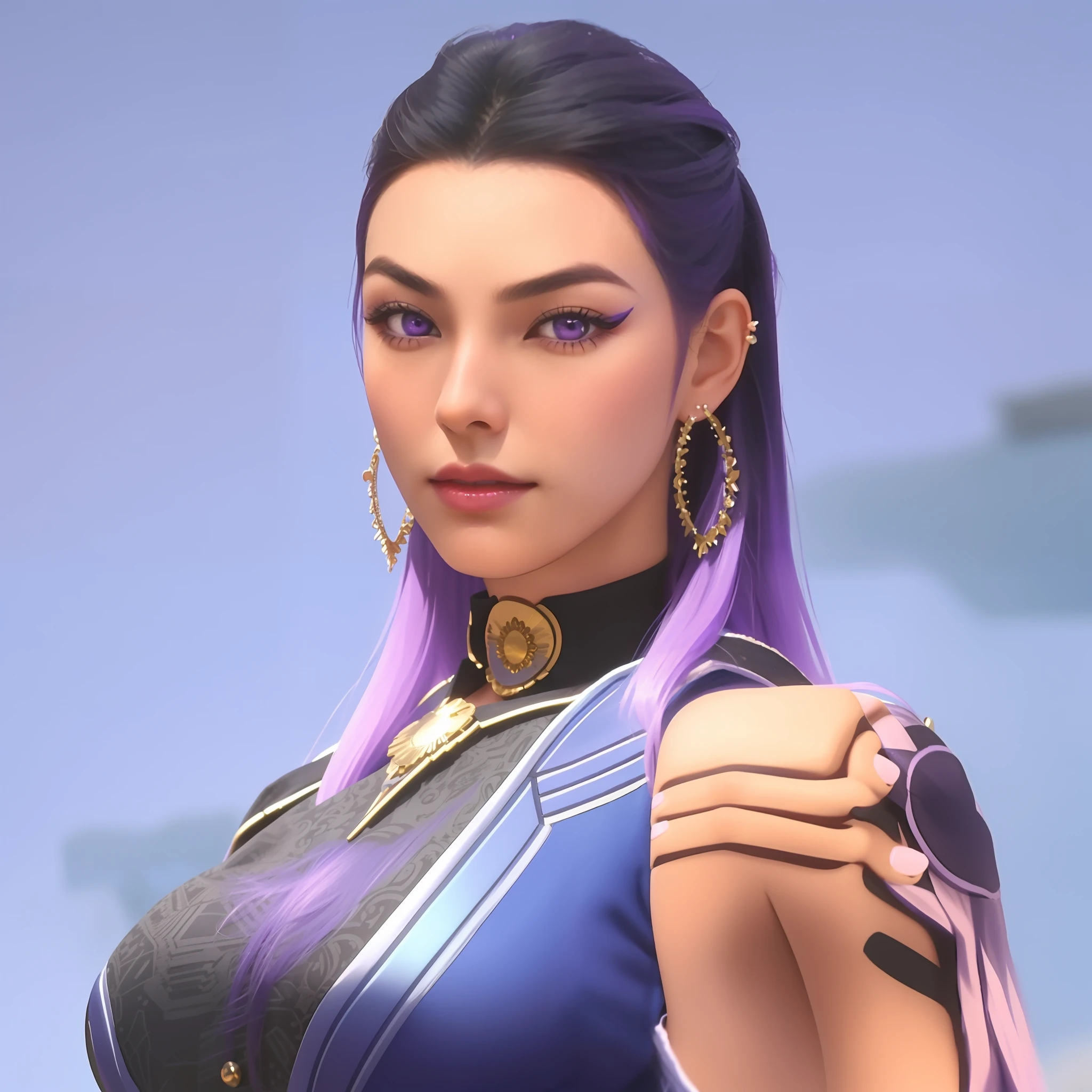 {{photorealistic}},{{{same picture}}}, {{{beautiful Mexican woman}}}, {{purple color of hair}},{long messy hair},{open eyes},{{purple-eyes-color}}{perfect fingers},perfect composition, super detailed, high quality, {{highly detailed}}
