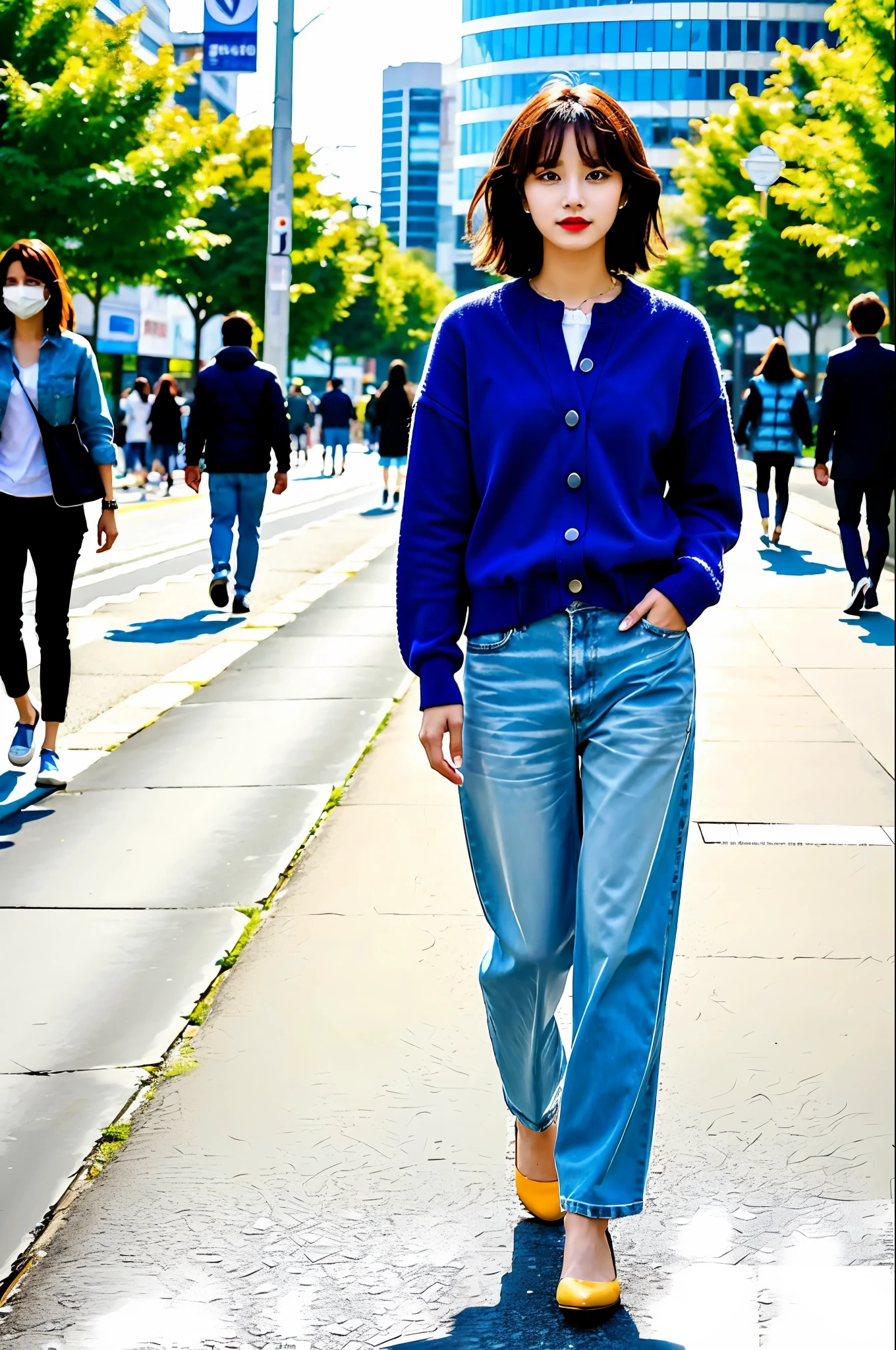 Woman dressed in the latest trend fashion