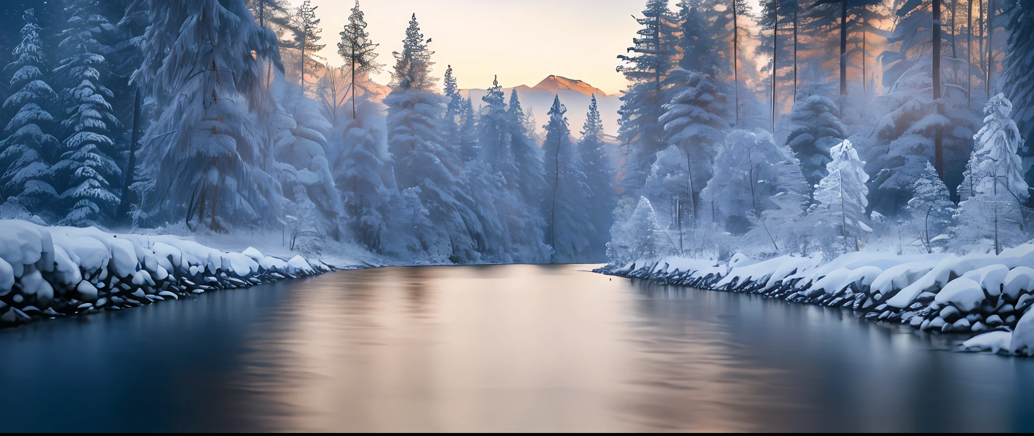 Masterpiece, Best Quality, Very Detailed Shadows, High Quality, Textured Landscape, Award Winning Photography, Depth of Field, HDR, Chromatic Aberration, High Contrast, Ultra Sharp, Realism, Cinematography, (Very Realistic), Very Detailed, Intricate, High Detail, National Geographic, (700MM Telephoto Extreme Far Shot), (Evening: 1.3), (Early Winter Nordic Forest 1.5), (Light Snow: 1.4), (Stream: 1.4), (Gravel: 1.4), (Alpine: 1.4)