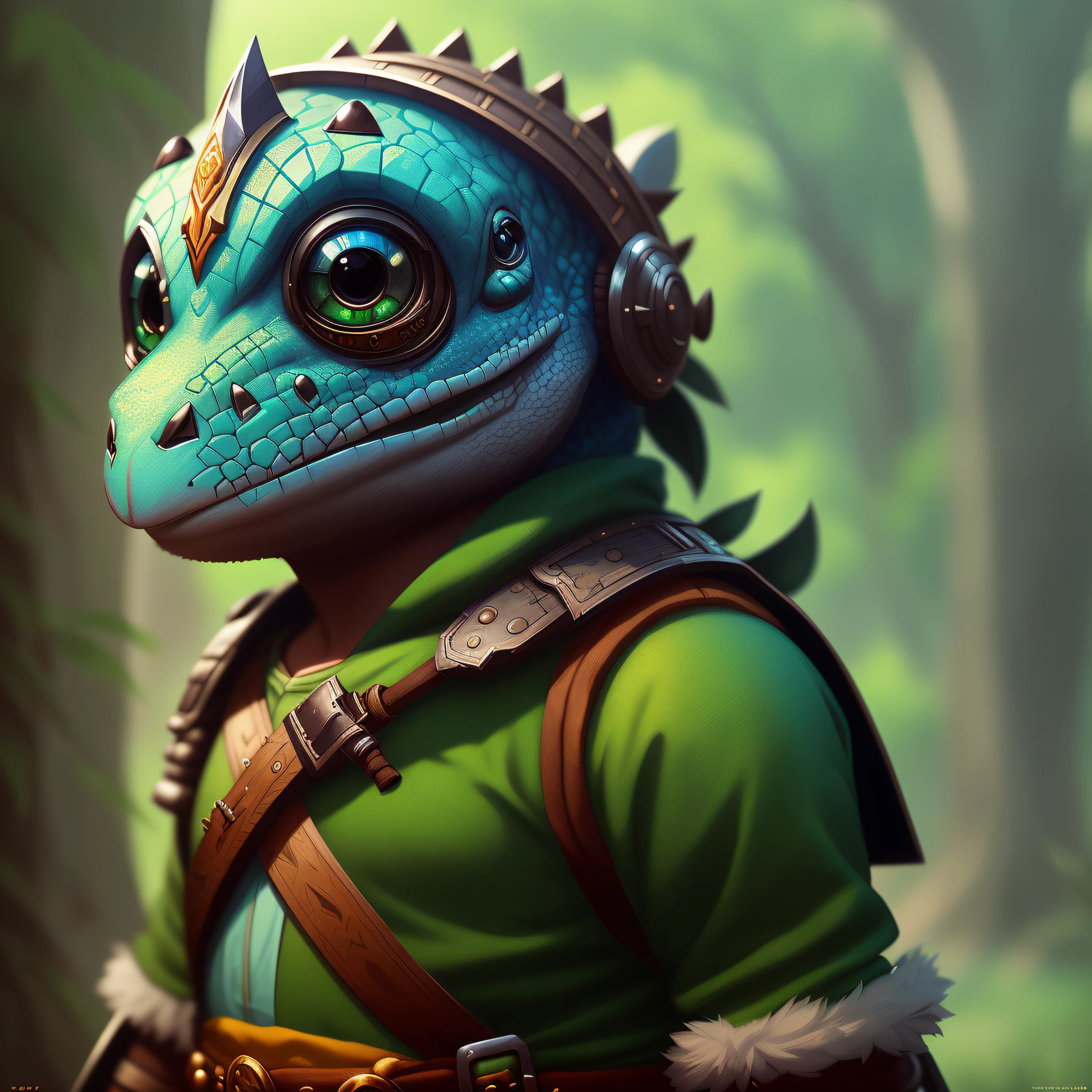 Portrait of a cute (Dicuki:1.1) as a warrior, digital art, trend artstation, 4K, high detail, (((looking at the viewer)))