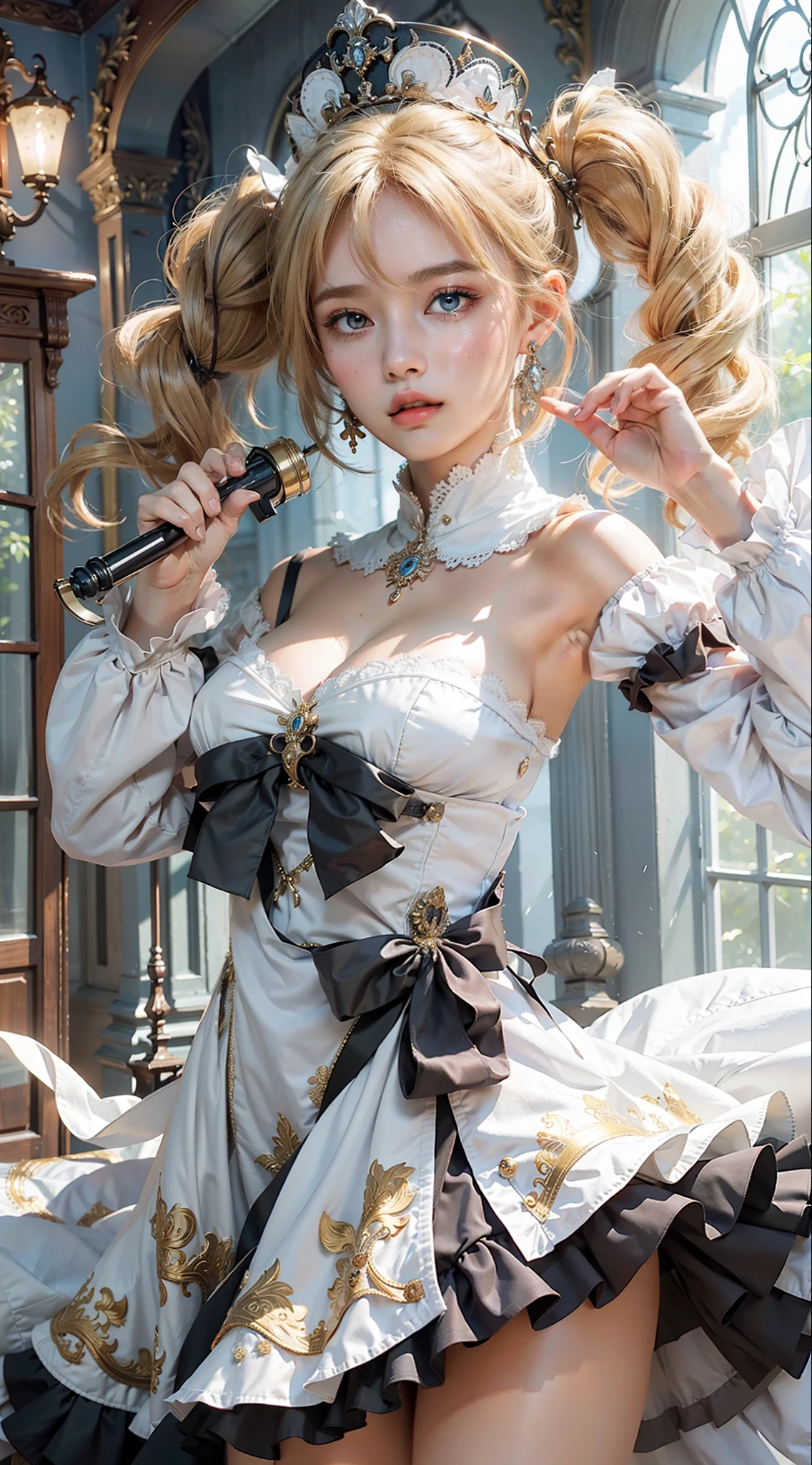 Best quality, masterpiece, big boobs, (large breasts), detailed skin texture, detailed cloth texture, detailed face, super detail, 8k, intricate detail, 1girl, pretty lips, blonde hair