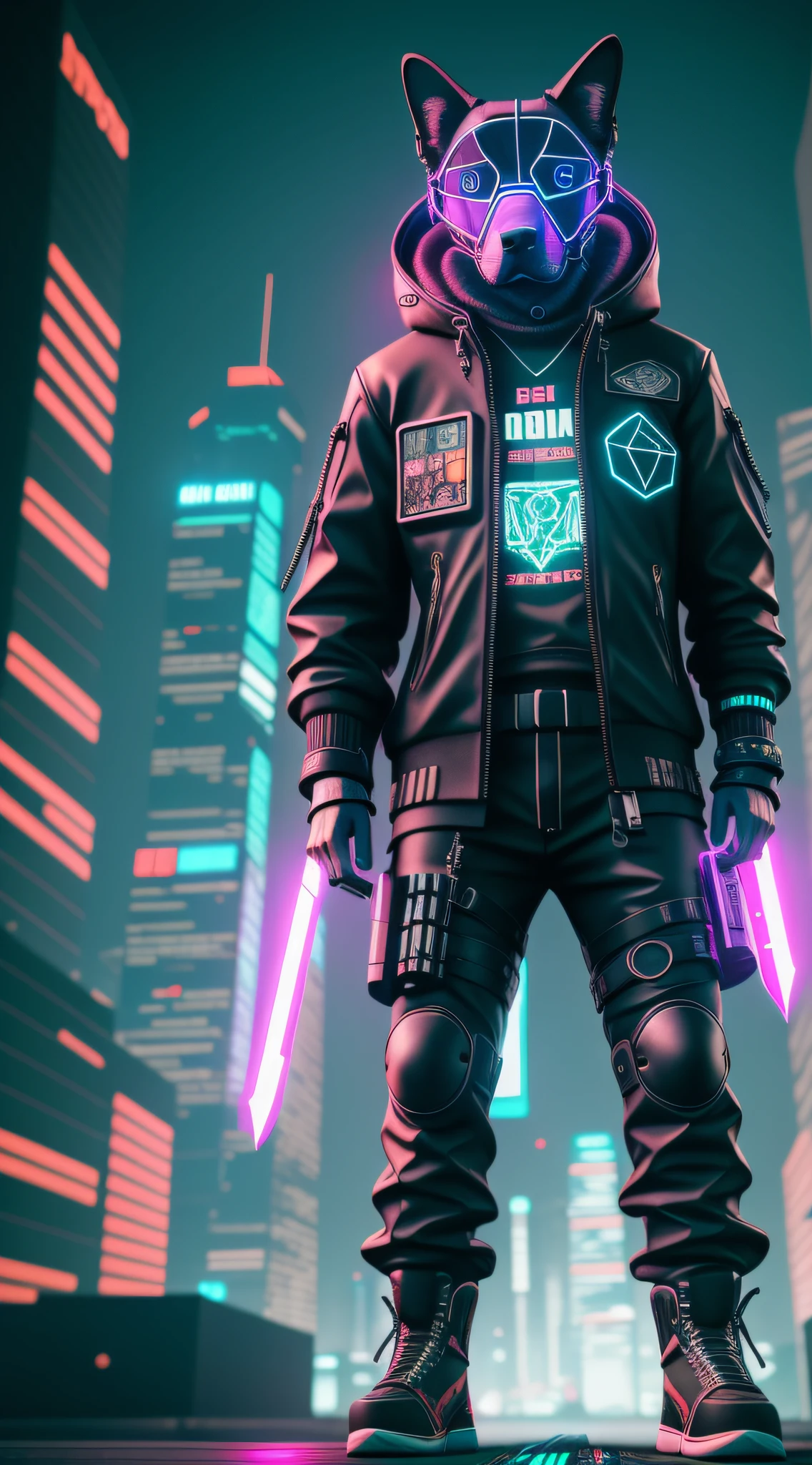 Cyberpunk dog 8k