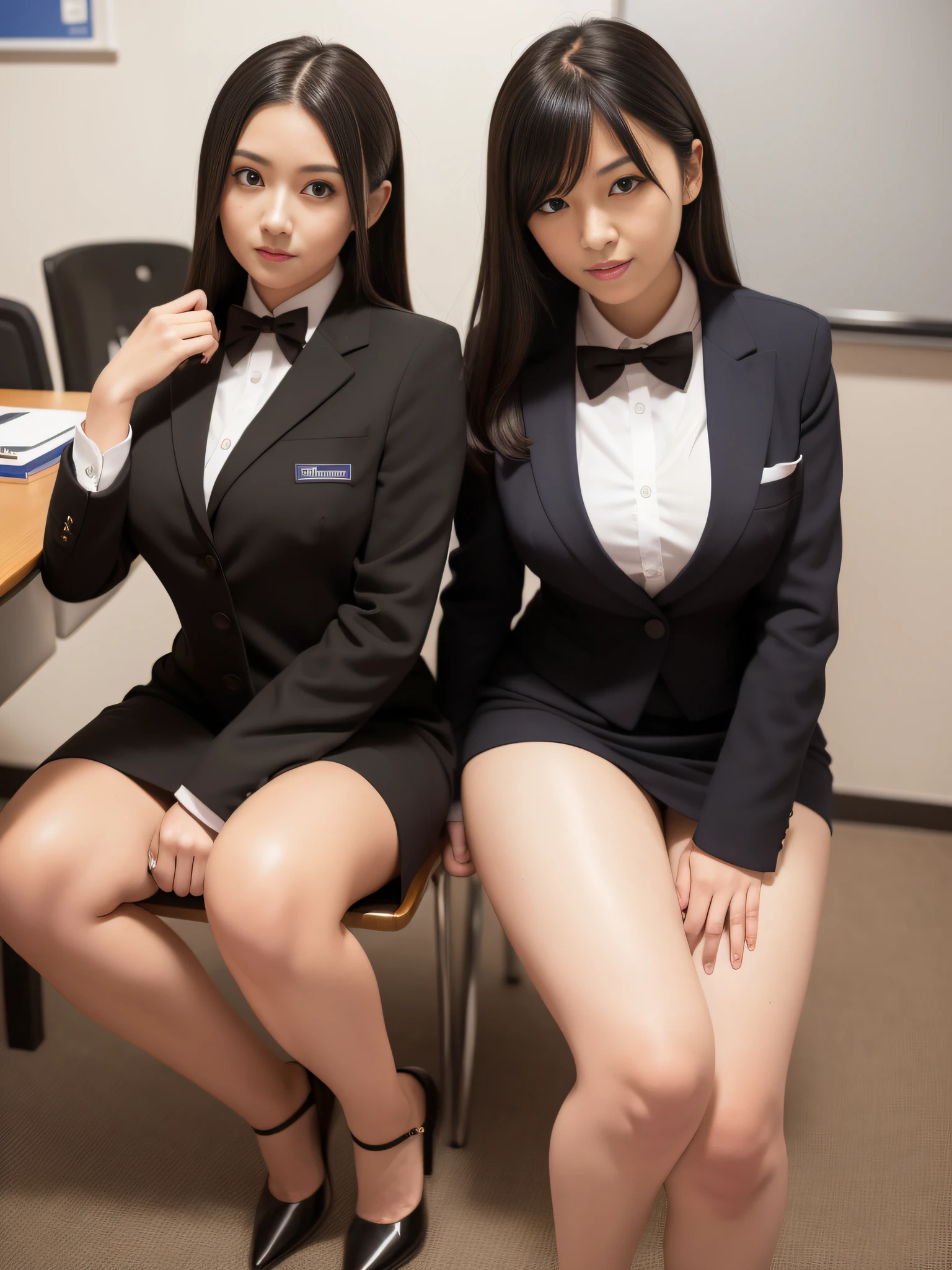 woman in a school uniform with a bow tie, fubuki, attractive woman, woman wearing a black dress, ecchi, beautiful high school girl, seductive woman, beautiful woman, pretty woman, anime woman, full body, {1 woman},