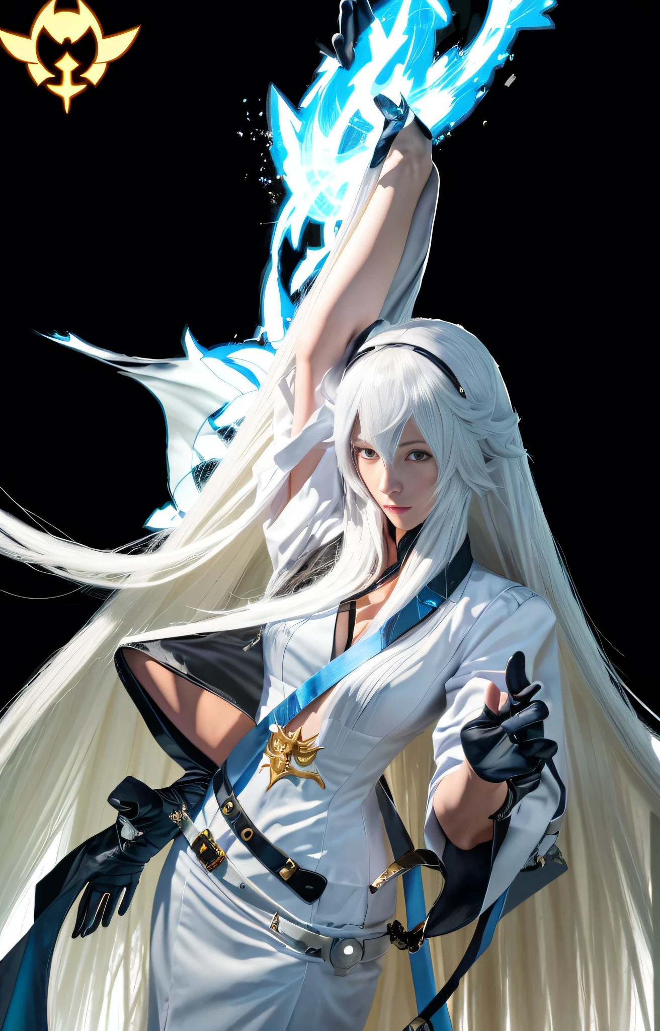 Fine portrayal of the face, a woman in a blue dress, white top and blue cape, full body fairy, Keqing from "Genshin Impact", Zhongli from "Genshin Impact", from "Brave Default II", full body martial arts, scales covering the chest, Yunling, extremely detailed goddess shot, inspired by Lan Ying, inspired by the Japanese goddess Li Tang, flowing robes
